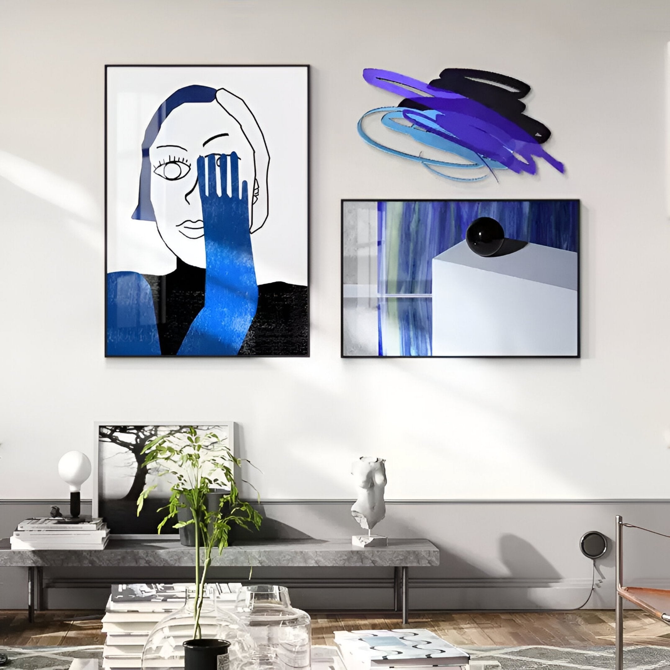 Cavoya Blue Vision 3-Set Abstract Wall Art