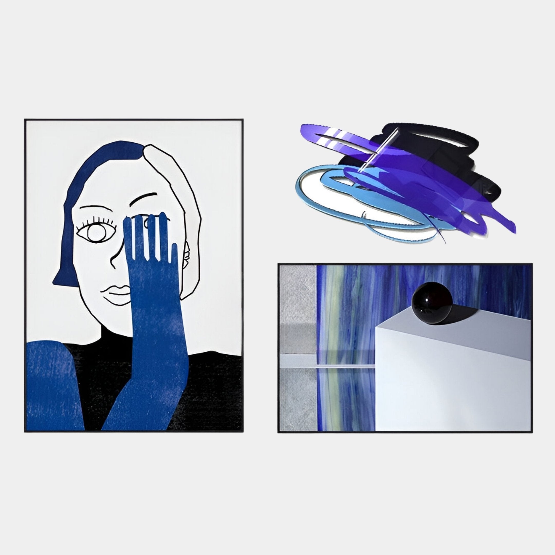 Cavoya Blue Vision 3-Set Abstract Wall Art
