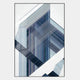 The Cavoya Geometric Reflection Crystal Porcelain Wall Art by Giant Sculptures features intersecting blue, gray, and white lines forming angular shapes on a light background—ideal for modern interiors.