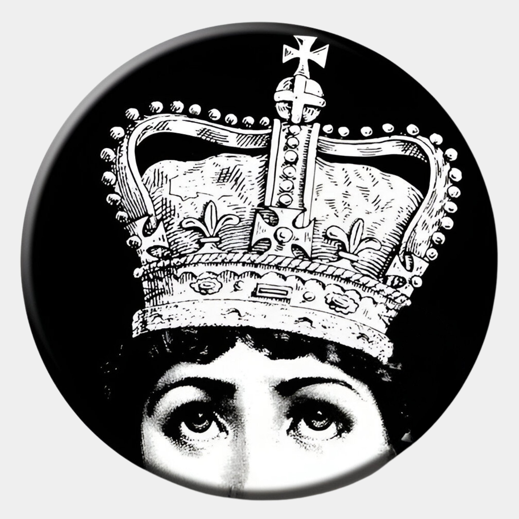 Lunoria Crowned Face Round Wood Embossed Wall Art