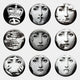 Lunoria Surreal Face 9-Set Round Wood Embossed Wall Art