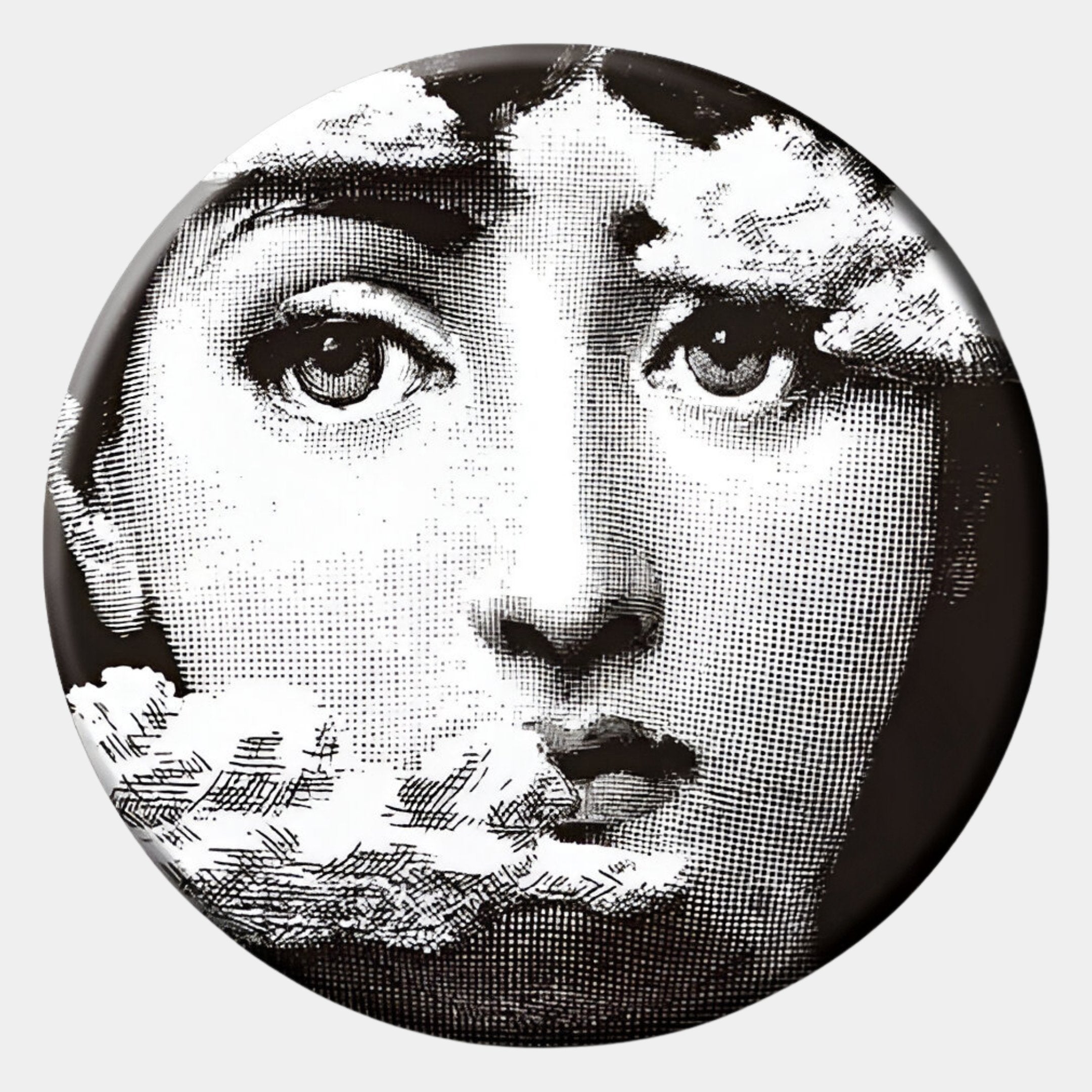 Lunoria Cloud Face Round Wood Embossed Wall Art