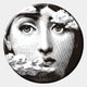 Lunoria Cloud Face Round Wood Embossed Wall Art