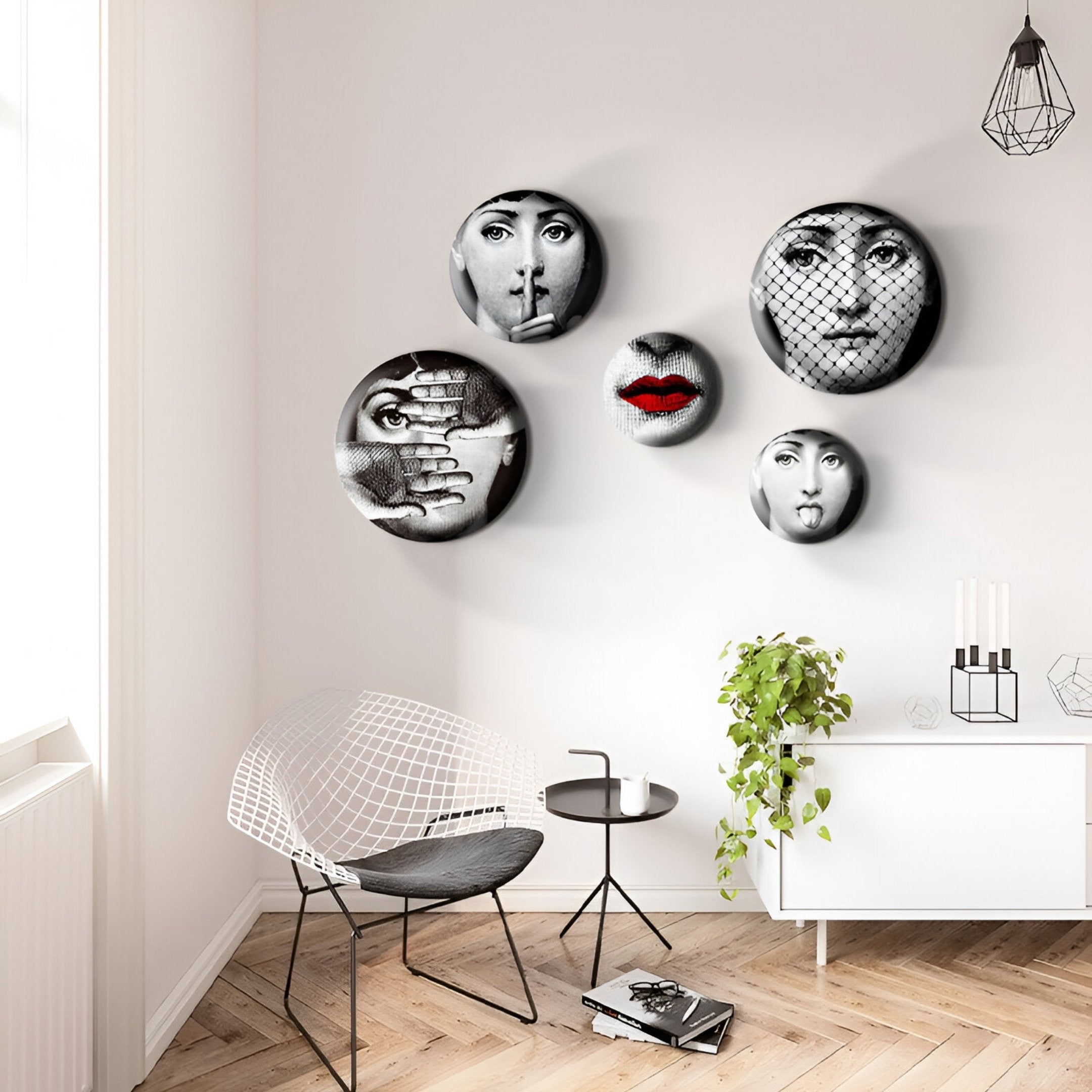 Lunoria Ornate Frame Face Round Wood Embossed Wall Art
