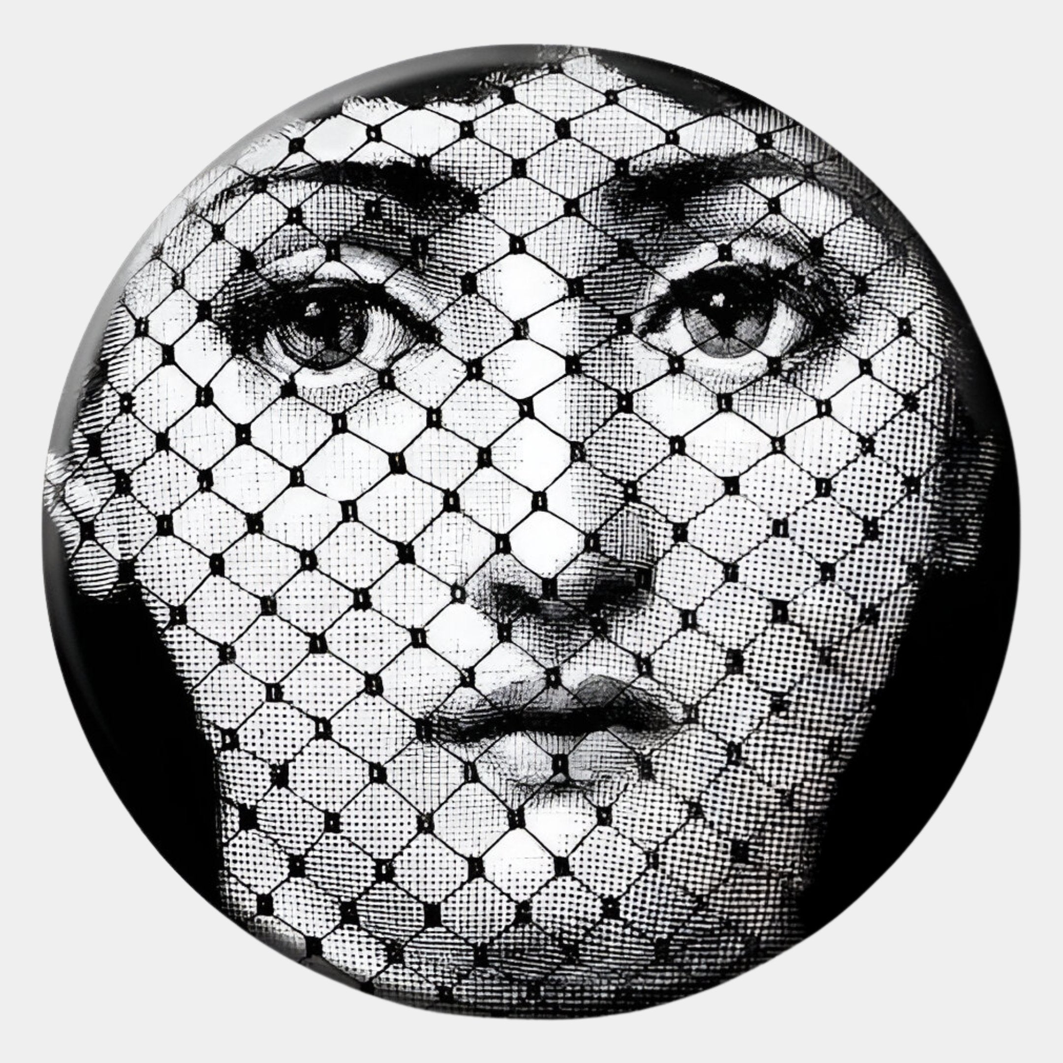 Lunoria Veil Face Round Wood Embossed Wall Art