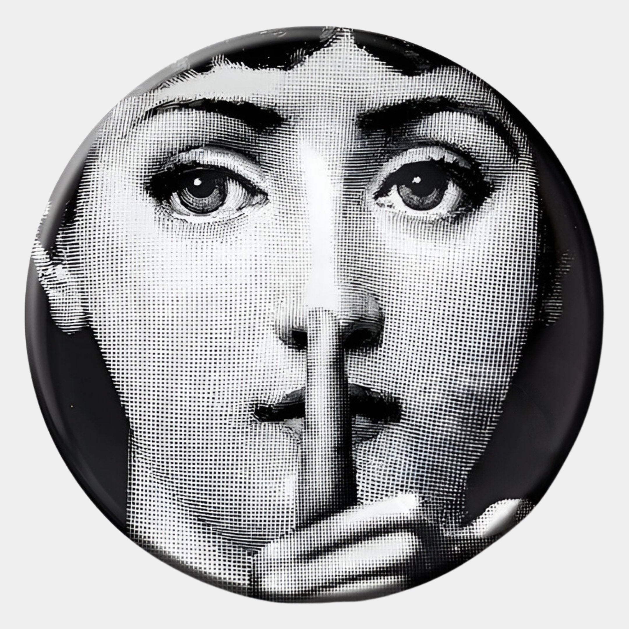 Lunoria Silent Gesture Face Round Wood Embossed Wall Art