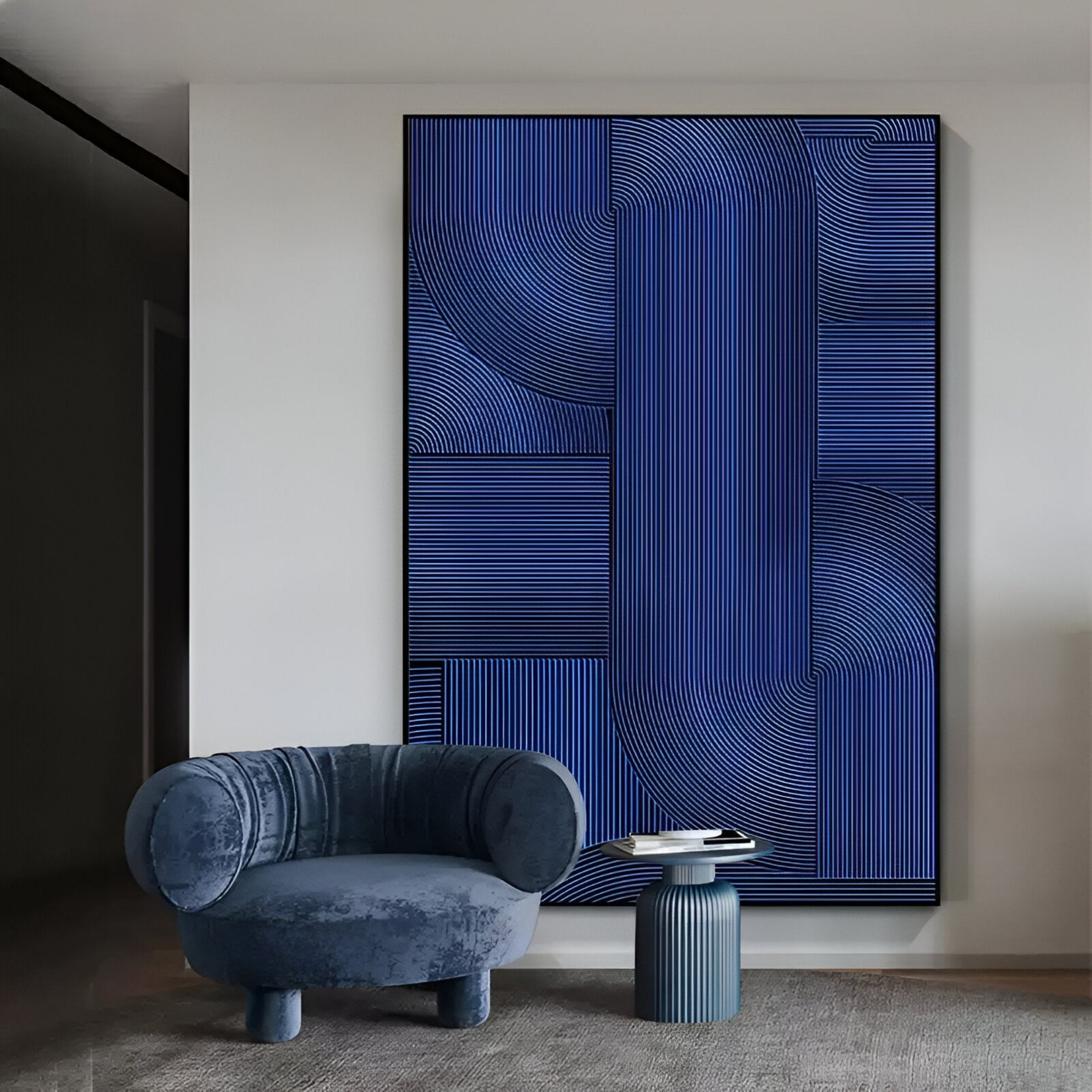 Linevo Blue Linear Geometry 3D Wall Art
