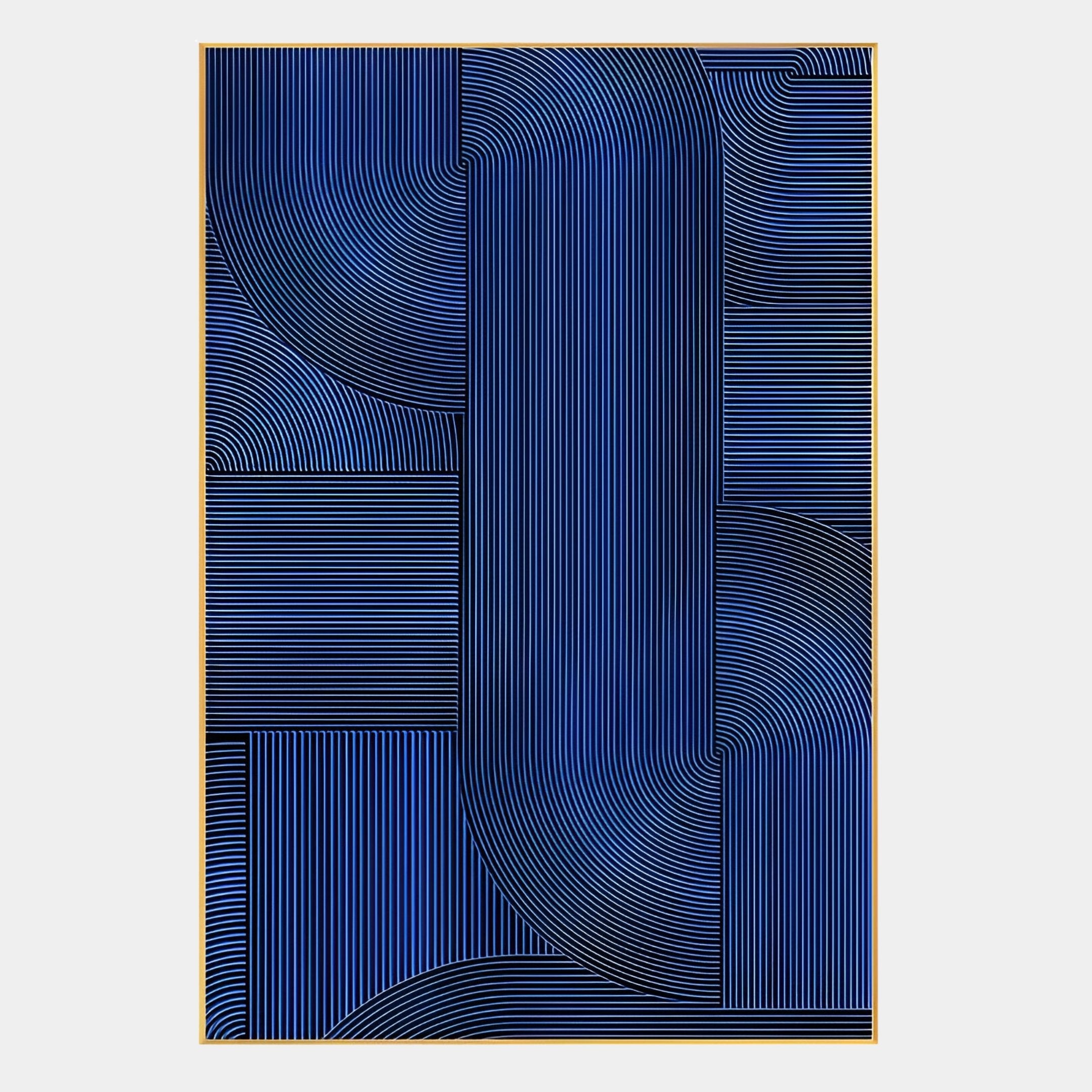 Linevo Blue Linear Geometry 3D Wall Art