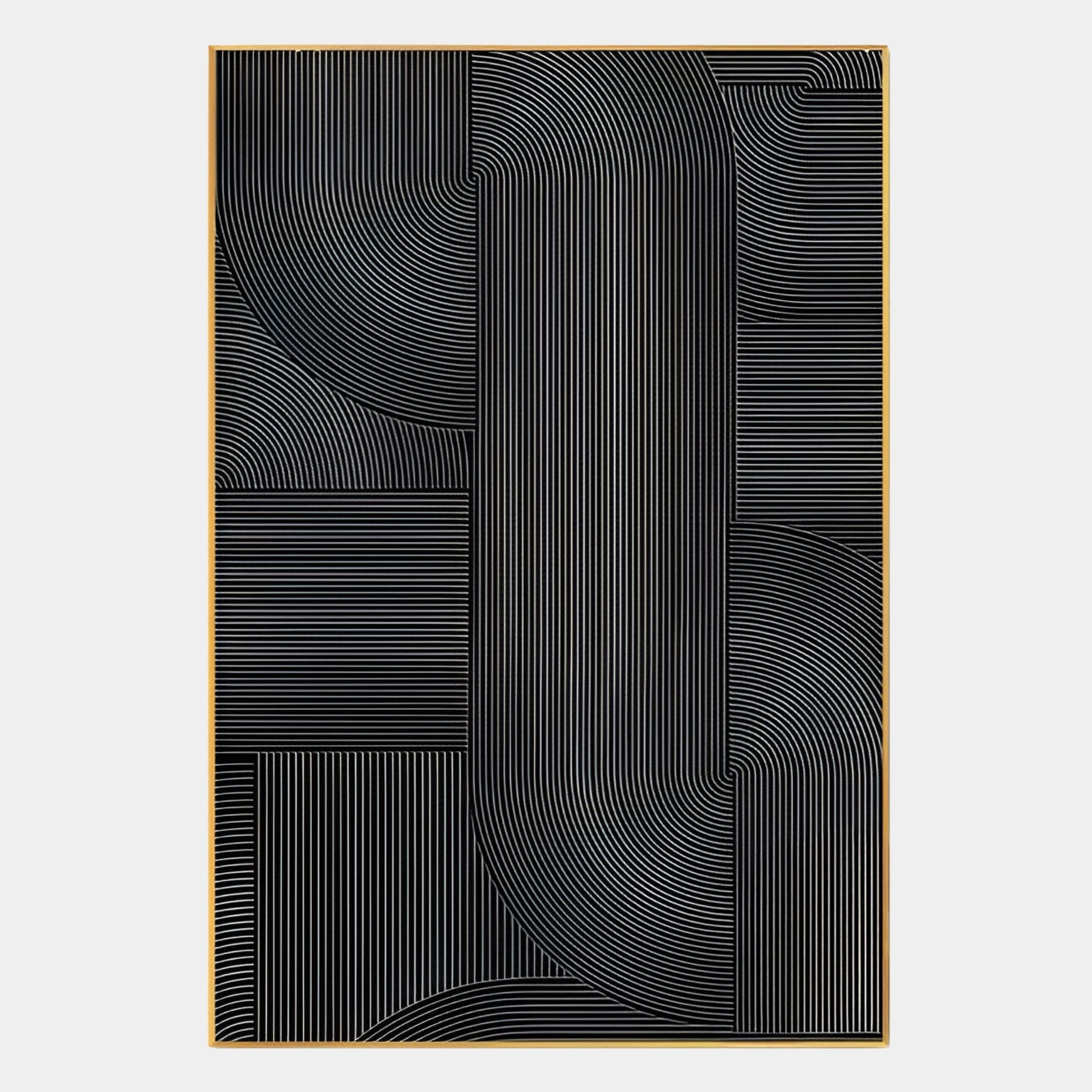 Linevo Black Linear Geometry 3D Wall Art