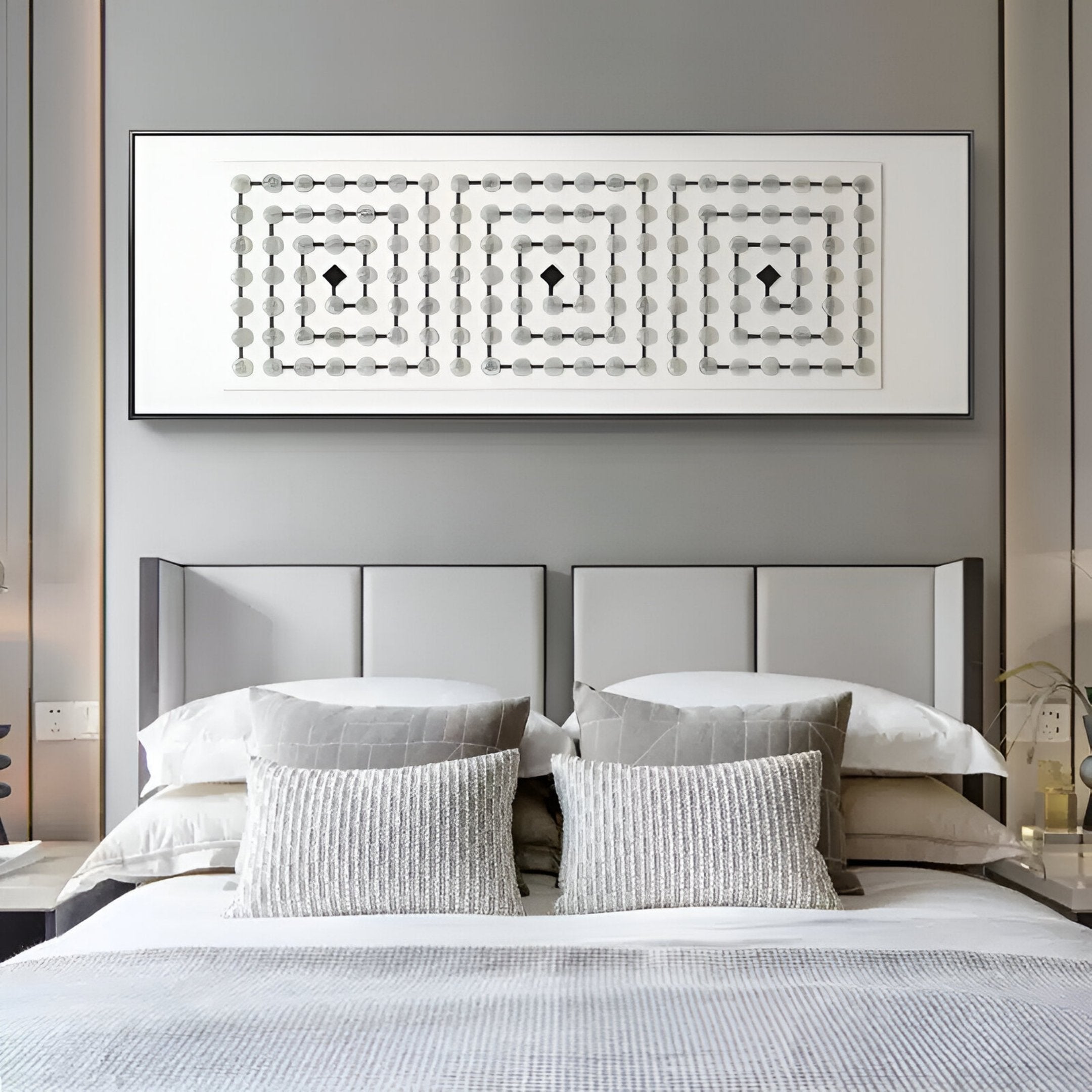 Lunaro White Jade Grid Horizontal 3D Wall Art