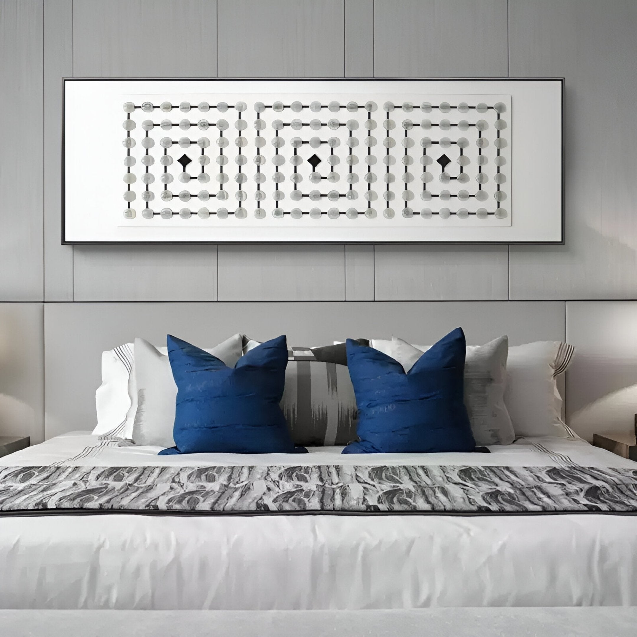 Lunaro White Jade Grid Horizontal 3D Wall Art