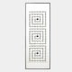 The Lunaro White Jade Grid Vertical 3D Wall Art by Giant Sculptures features three square spiral patterns of round, gray and black discs on white, arranged vertically in a black frame—an ideal piece of modern geometric wall decor.