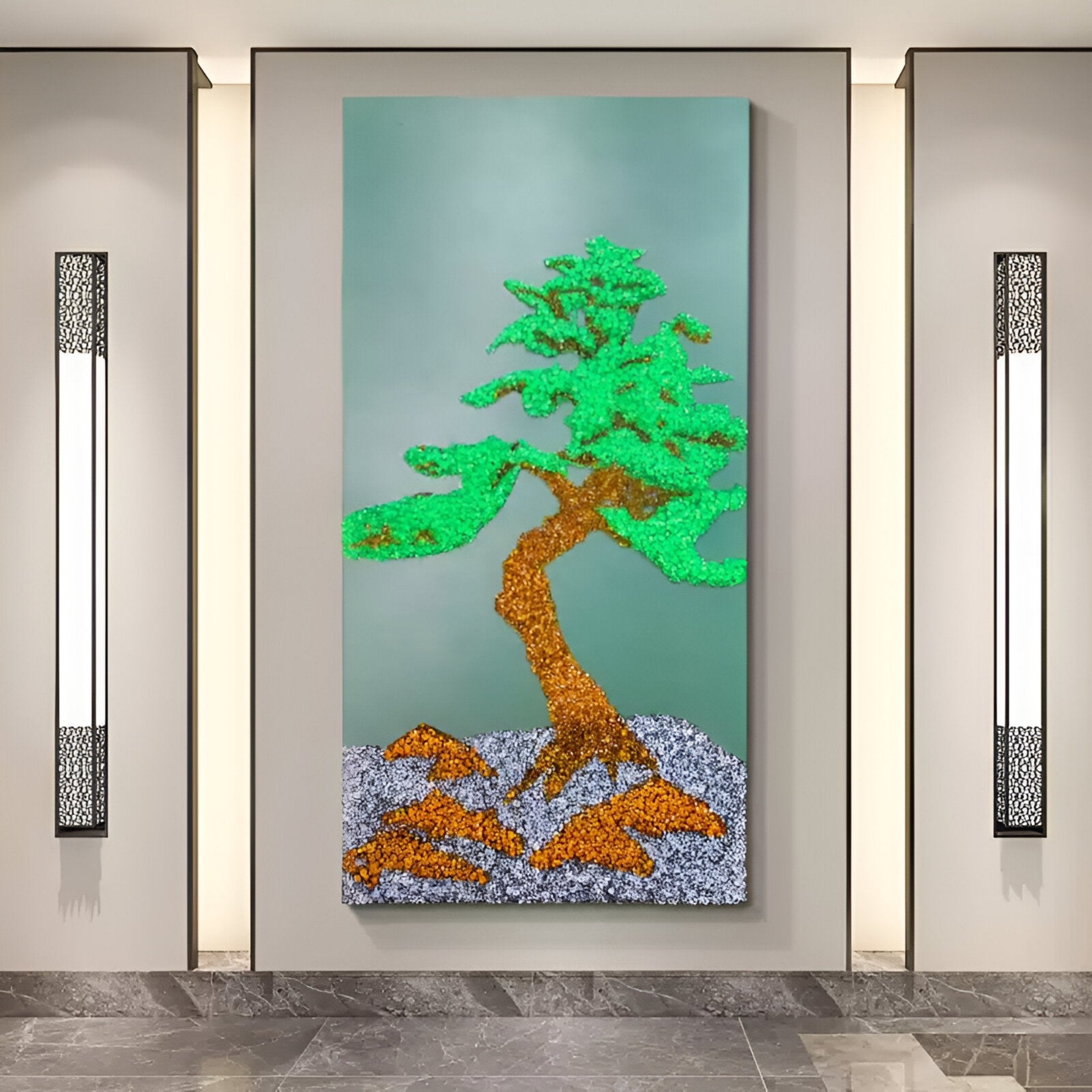 Zenora Bonsai Tree Crystal Inlaid 3D Wall Art