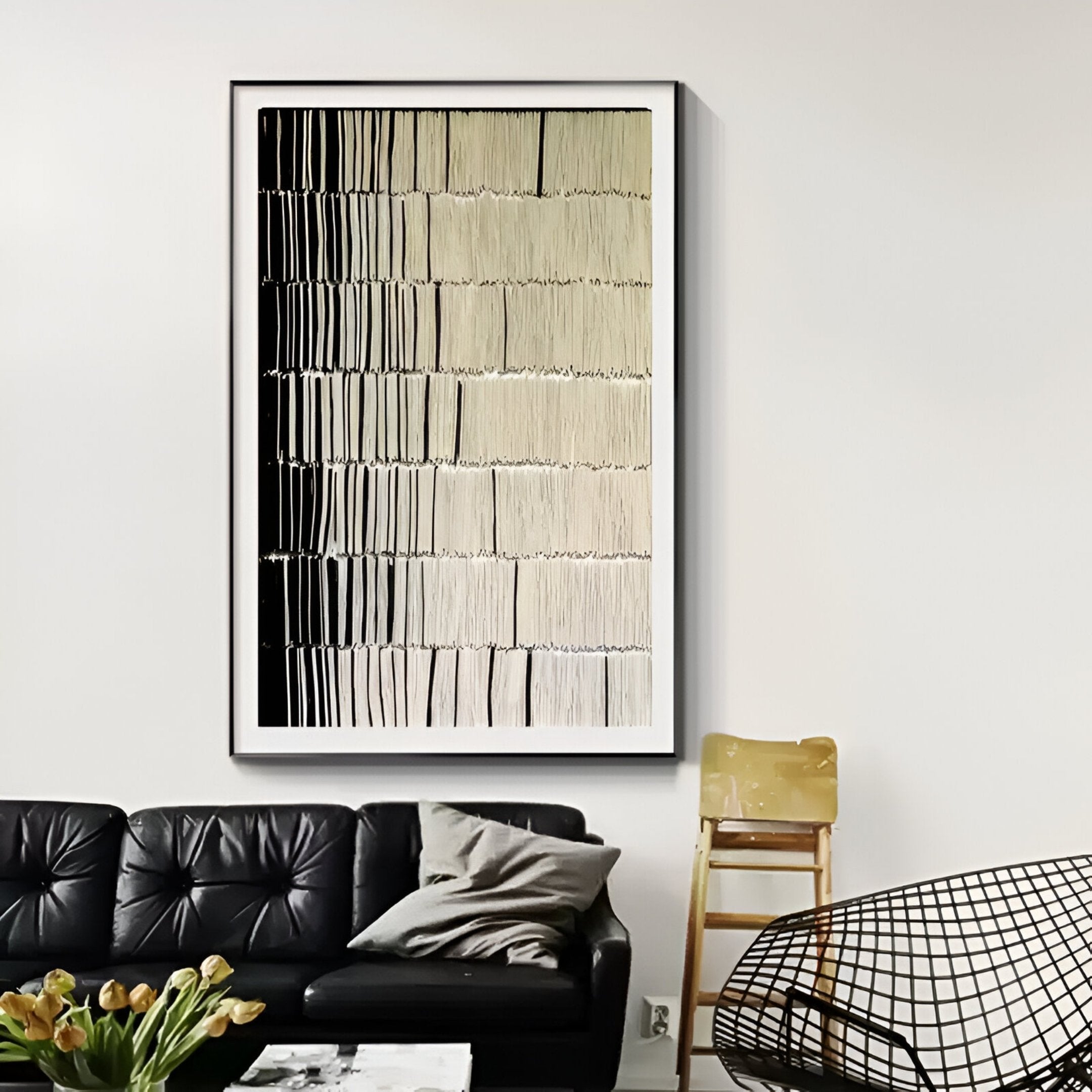 Linara Black & Ivory Stripe Relief 3D Wall Art