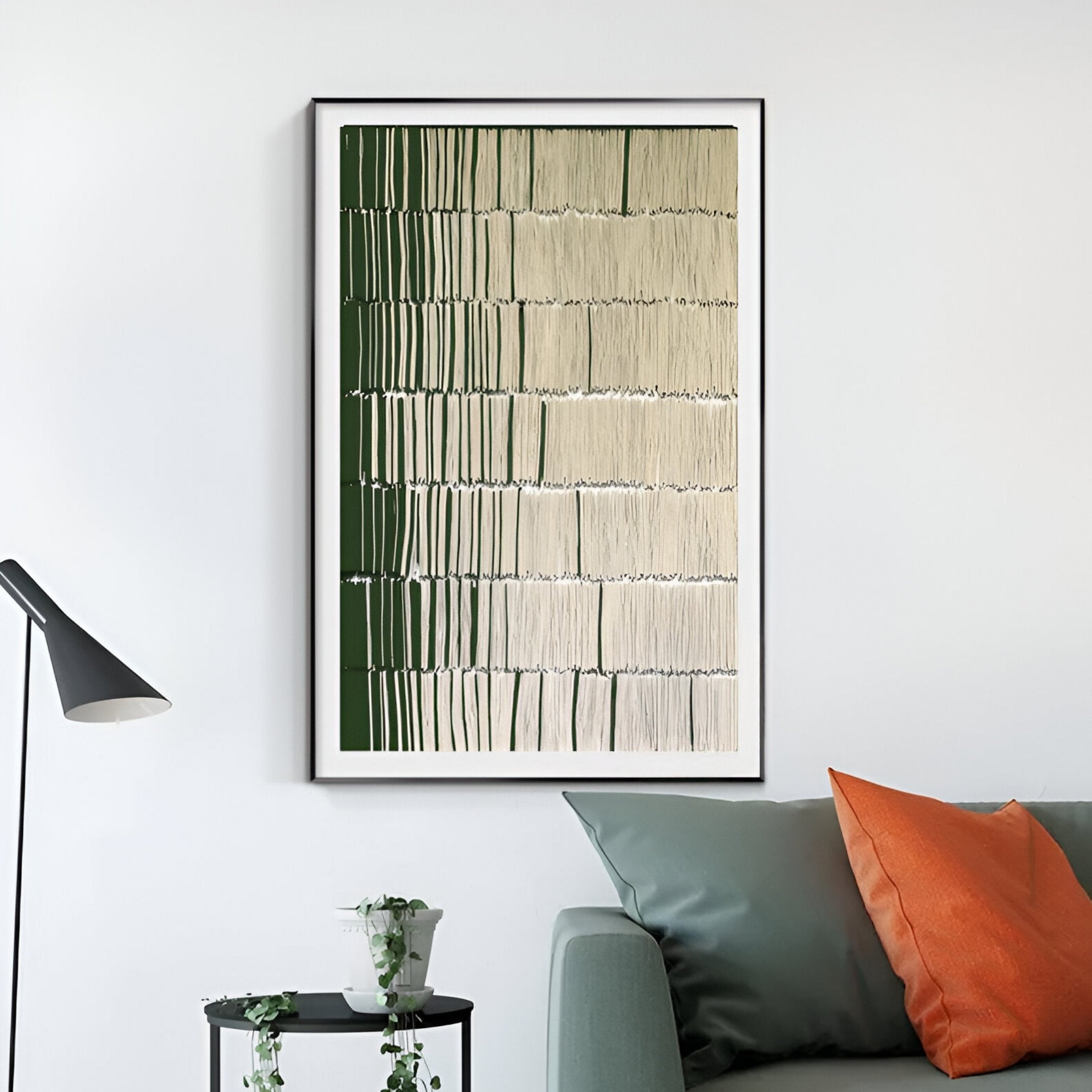 Linara Green & Ivory Stripe Relief 3D Wall Art