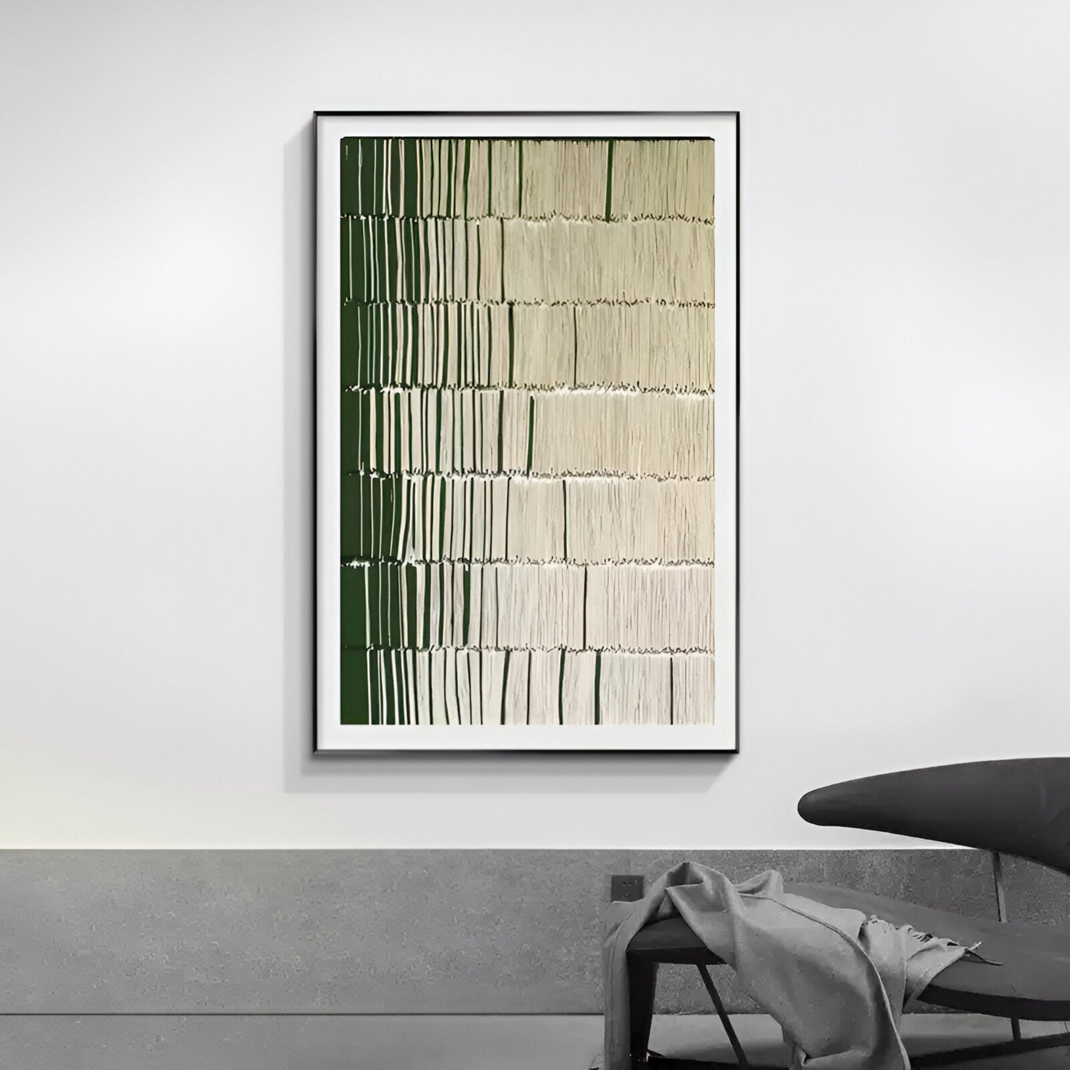 Linara Green & Ivory Stripe Relief 3D Wall Art