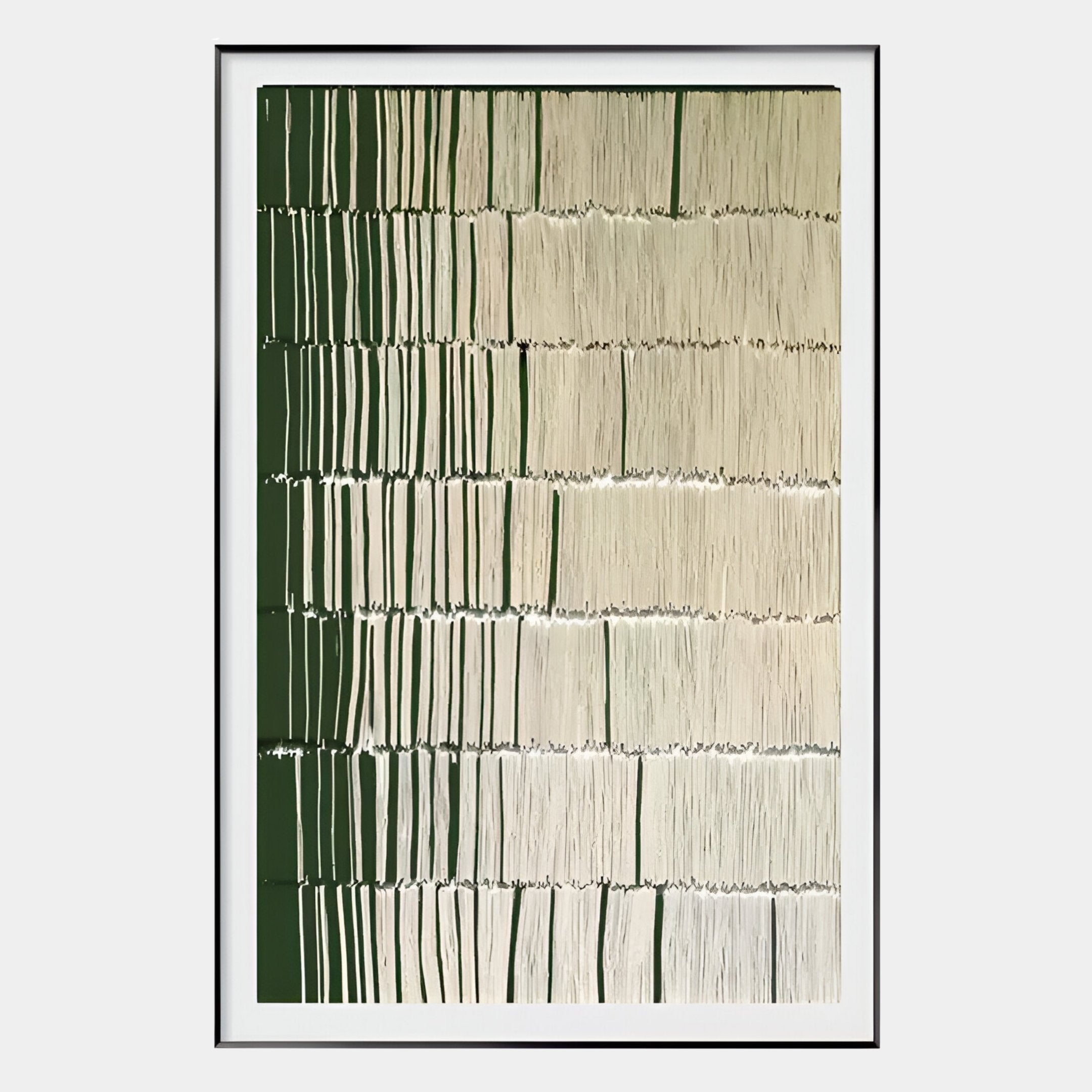 Linara Green & Ivory Stripe Relief 3D Wall Art