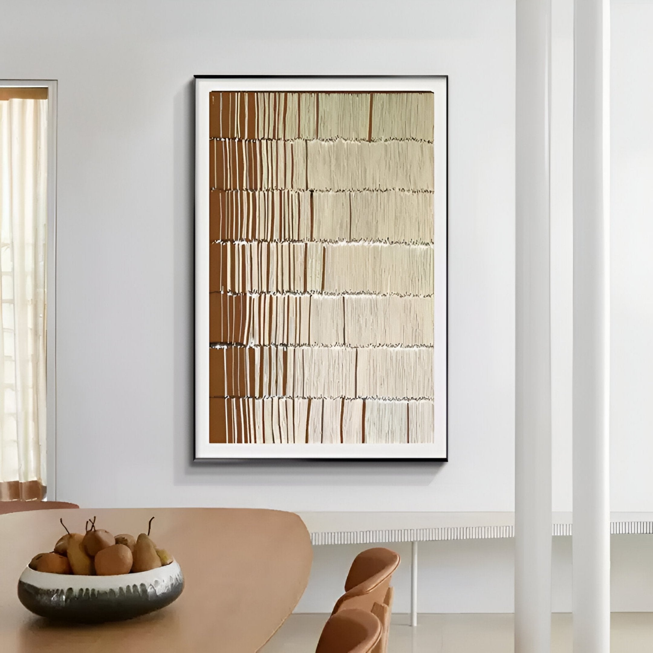 Linara Brown & Ivory Stripe Relief 3D Wall Art