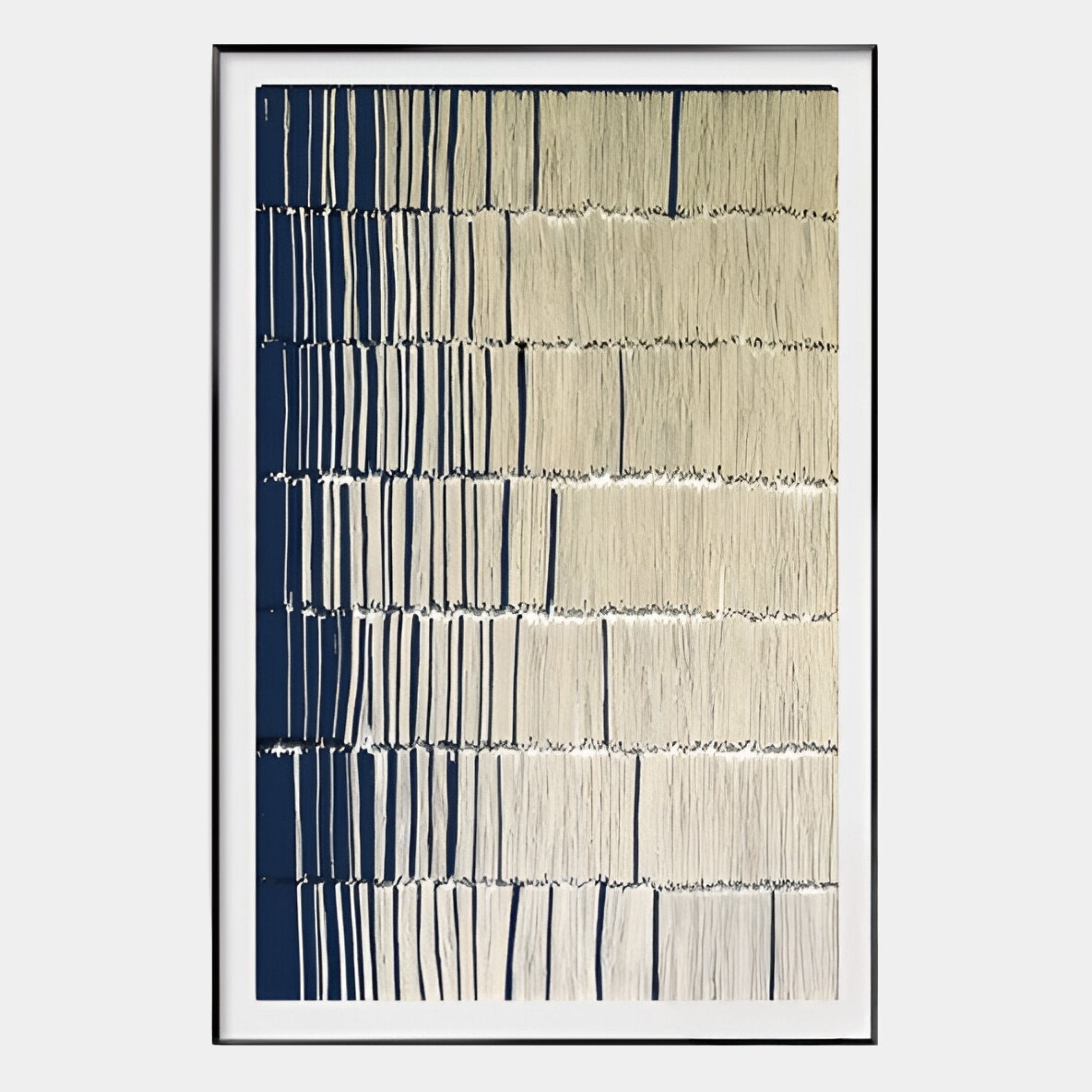 Linara Navy Blue & Ivory Stripe Relief 3D Wall Art