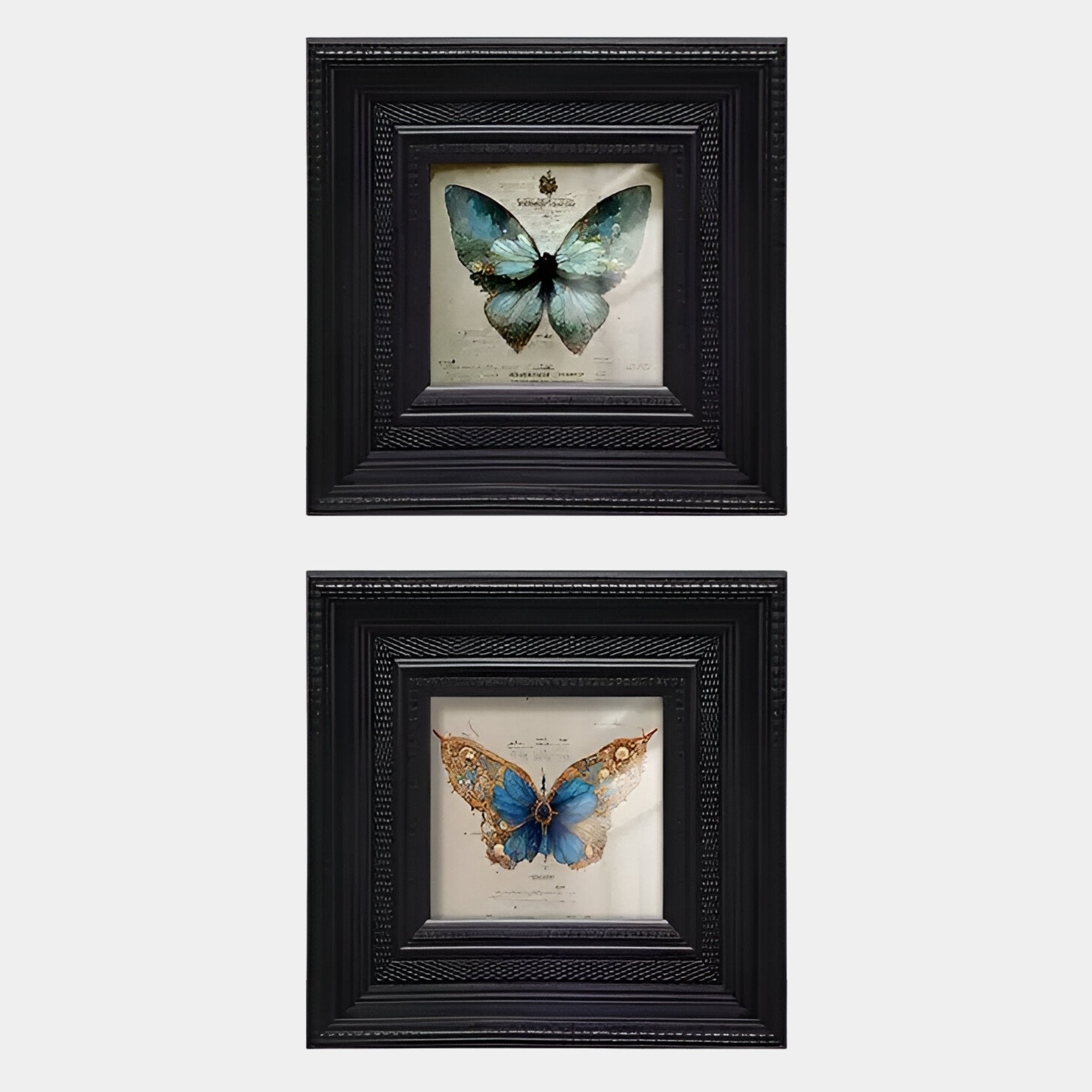 Artelis 2-Set Blue Butterfly Framed Wall Art