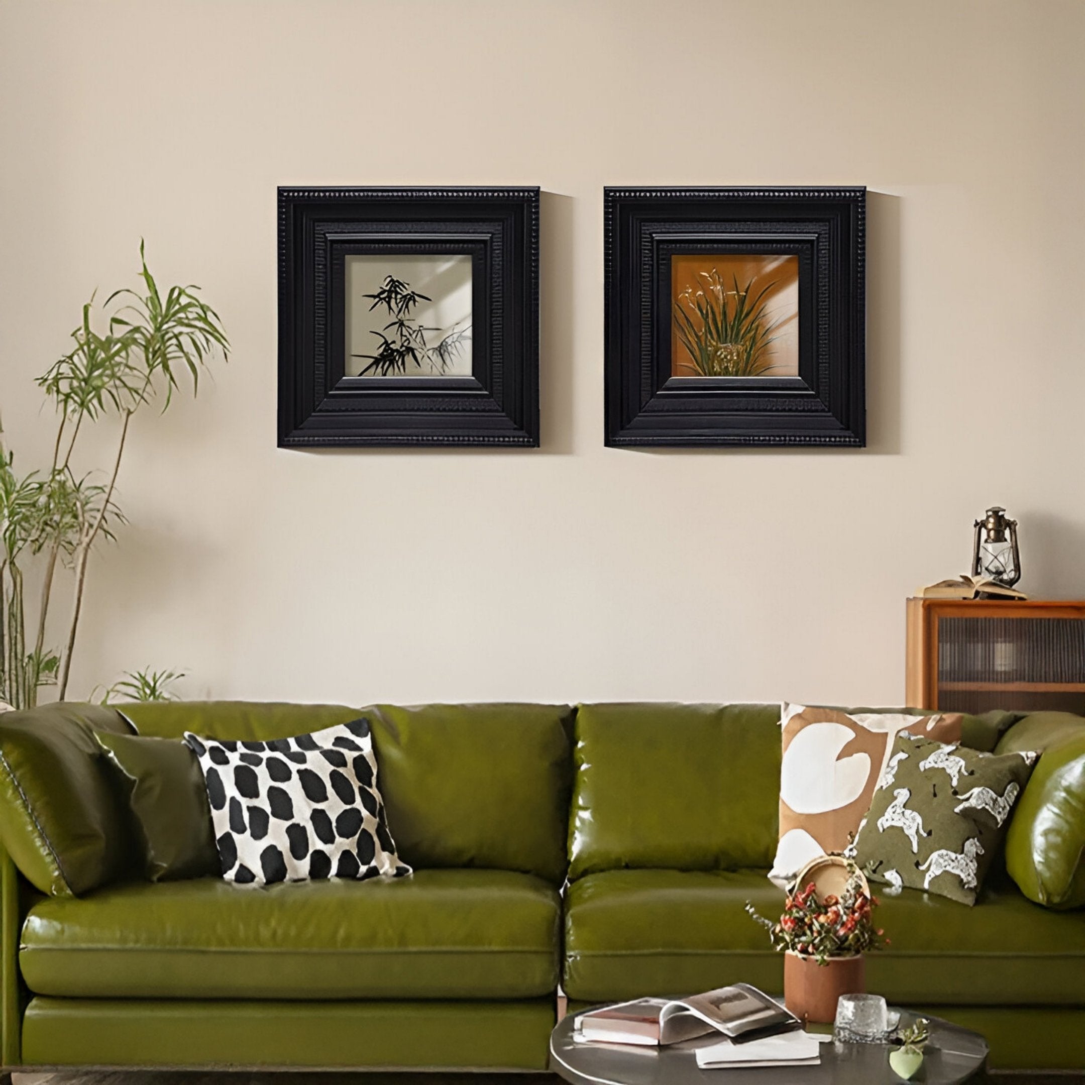 Artelis 2-Set Bamboo & Orchid Botanical Framed Wall Art