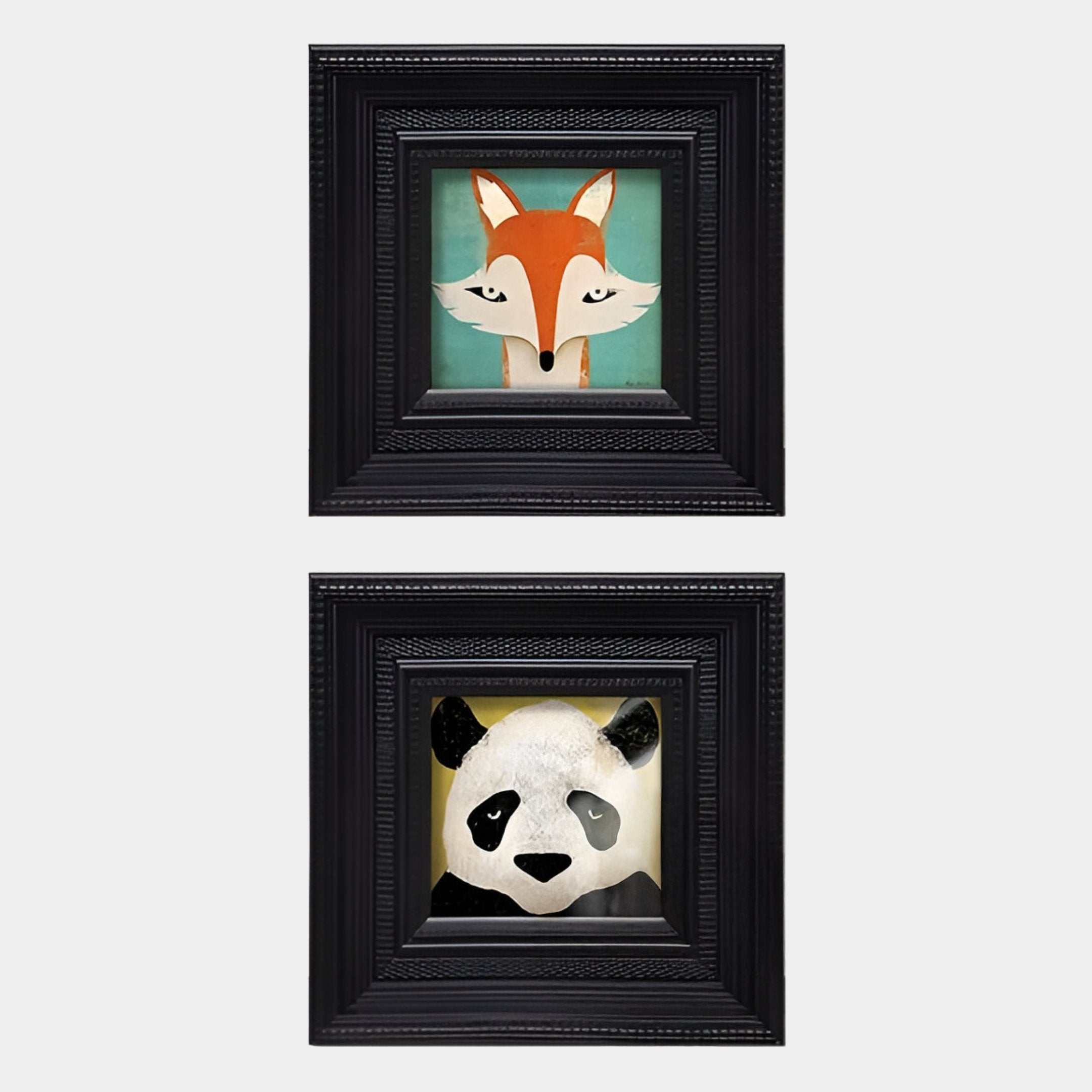 Artelis 2-Set Fox & Panda Animal Framed Wall Art