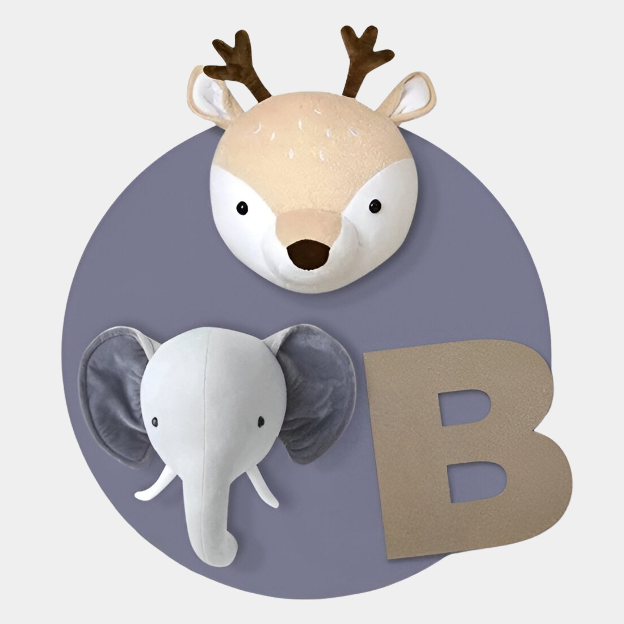 Animora Deer & Elephant Kids Plush 3D Wall Art