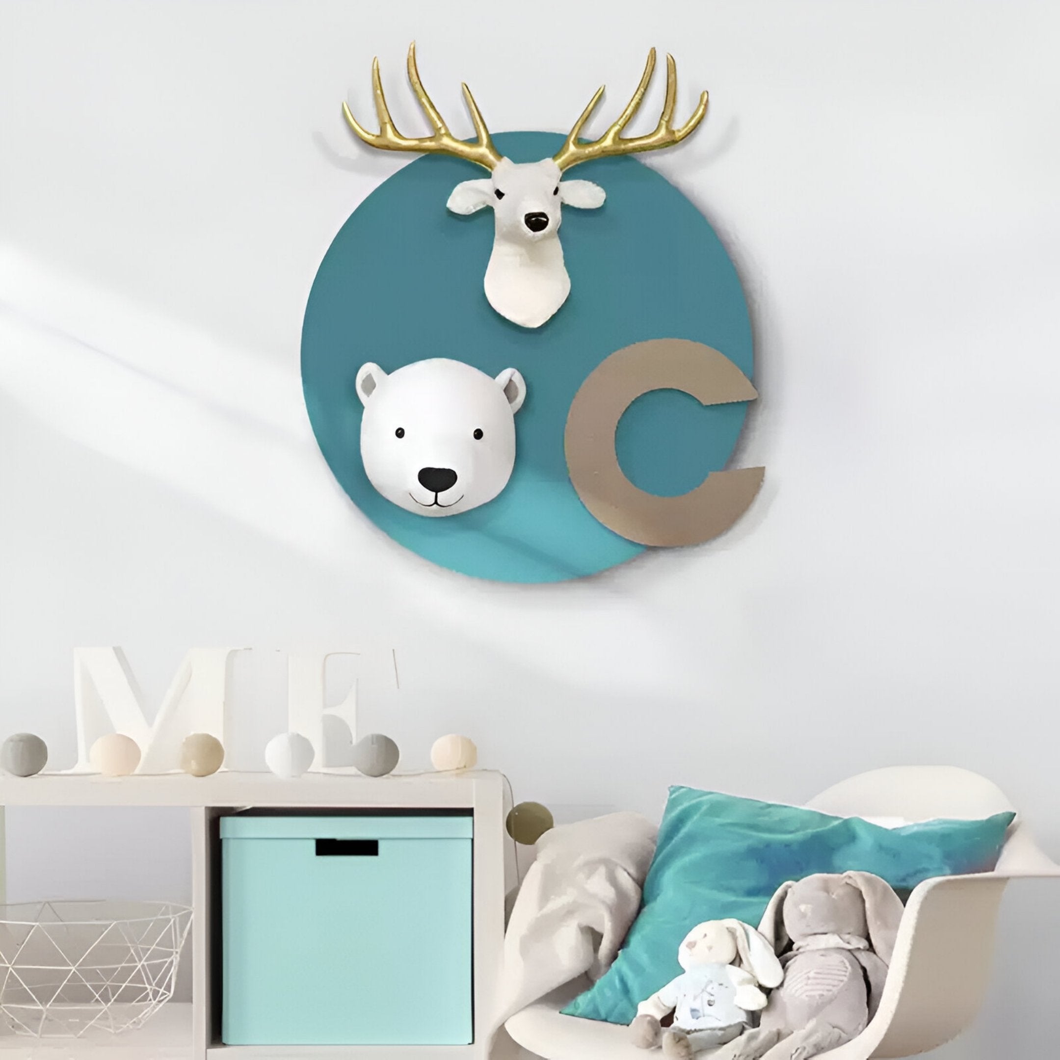 Animora Polar Bear & Stag Kids Plush 3D Wall Art