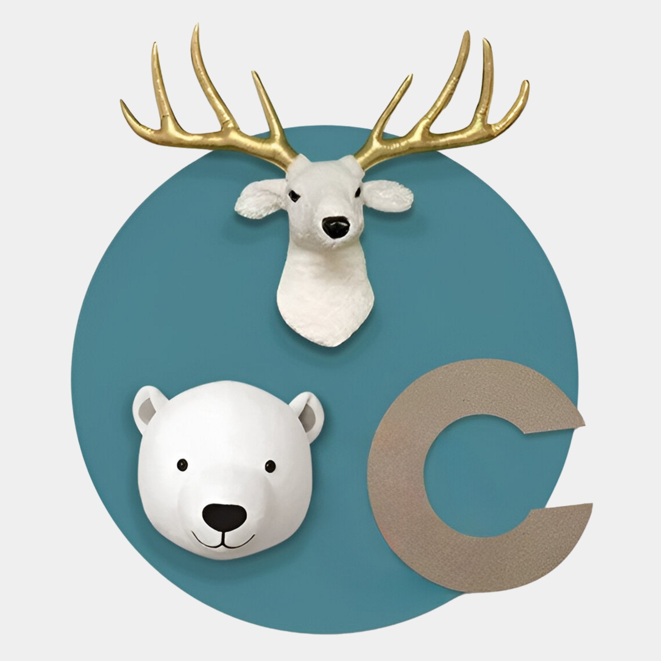 Animora Polar Bear & Stag Kids Plush 3D Wall Art