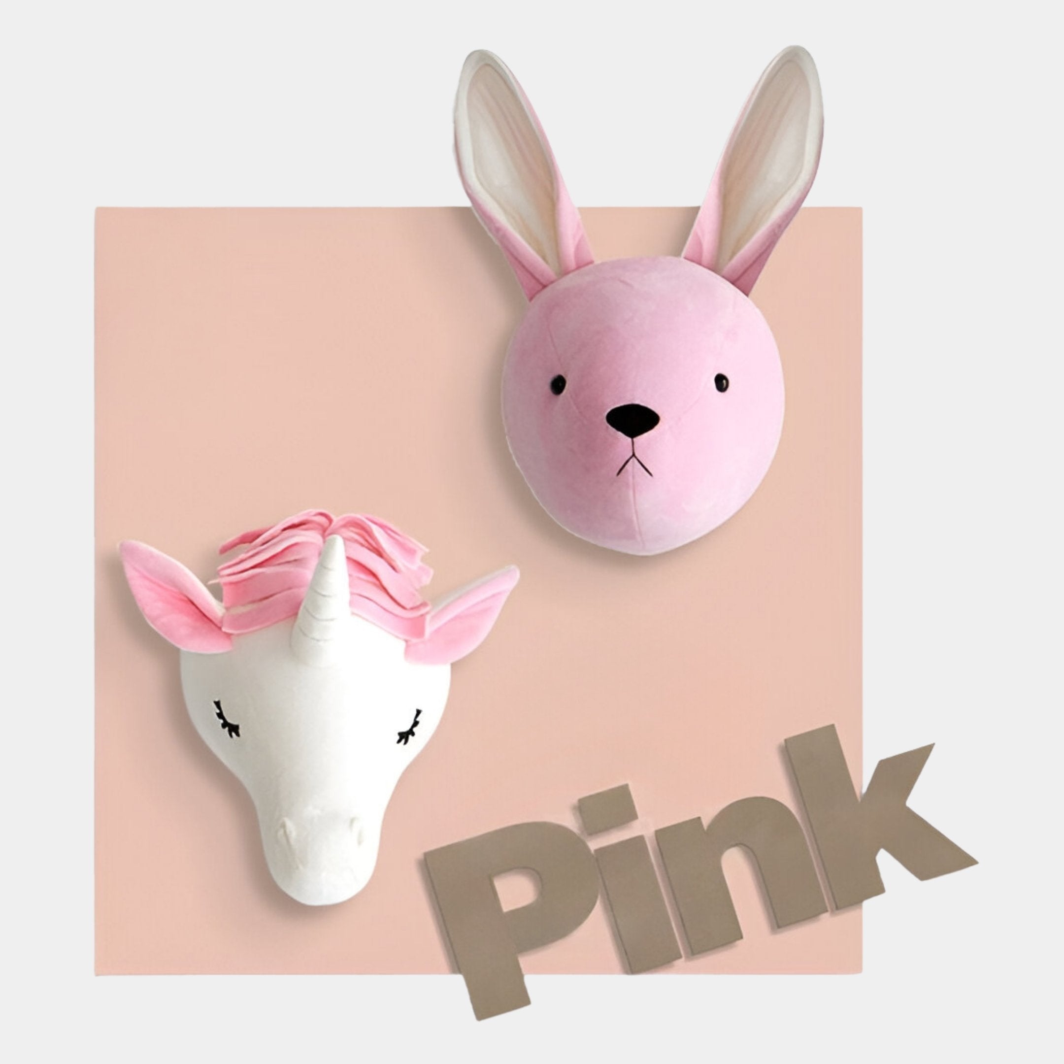 Animora Unicorn & Bunny Pink Kids Plush 3D Wall Art