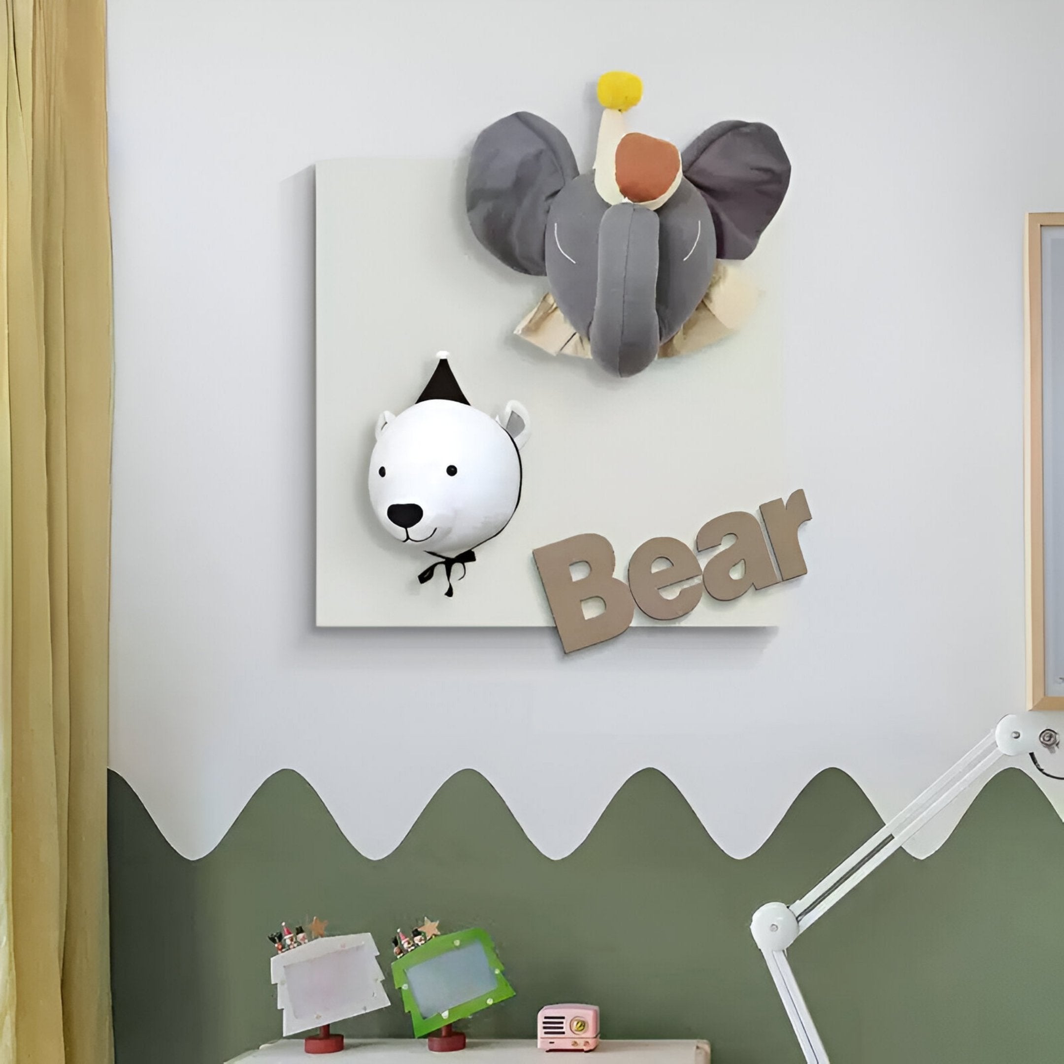 Animora Elephant & Bear Kids Plush 3D Wall Art