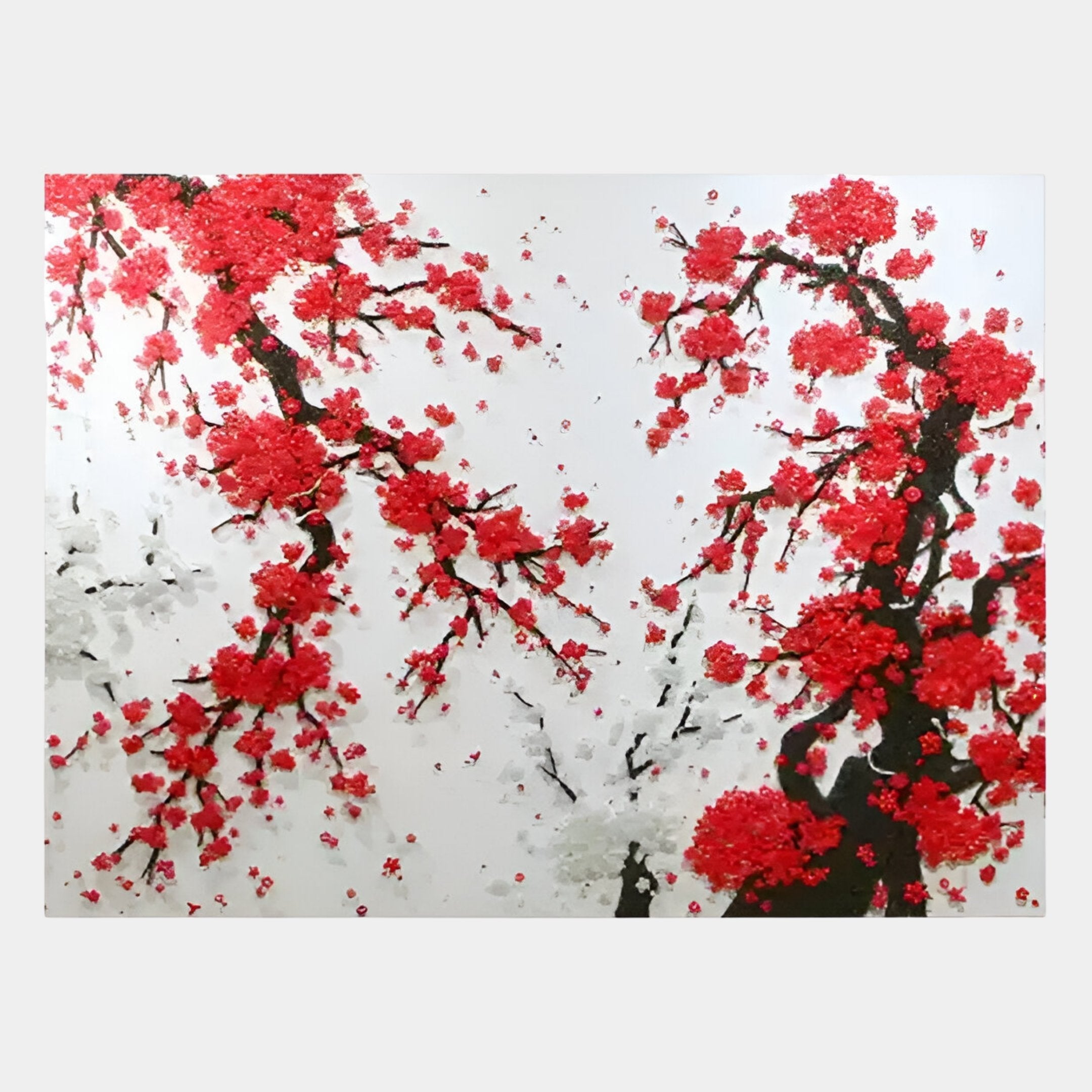 Hanabira II Red & White Blossom 3D Button Wall Art
