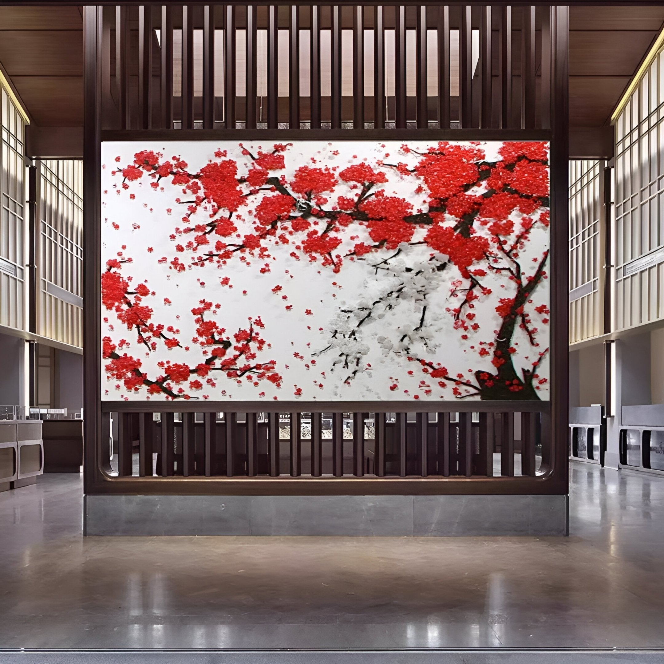 Hanabira III Red & White Blossom 3D Button Wall Art