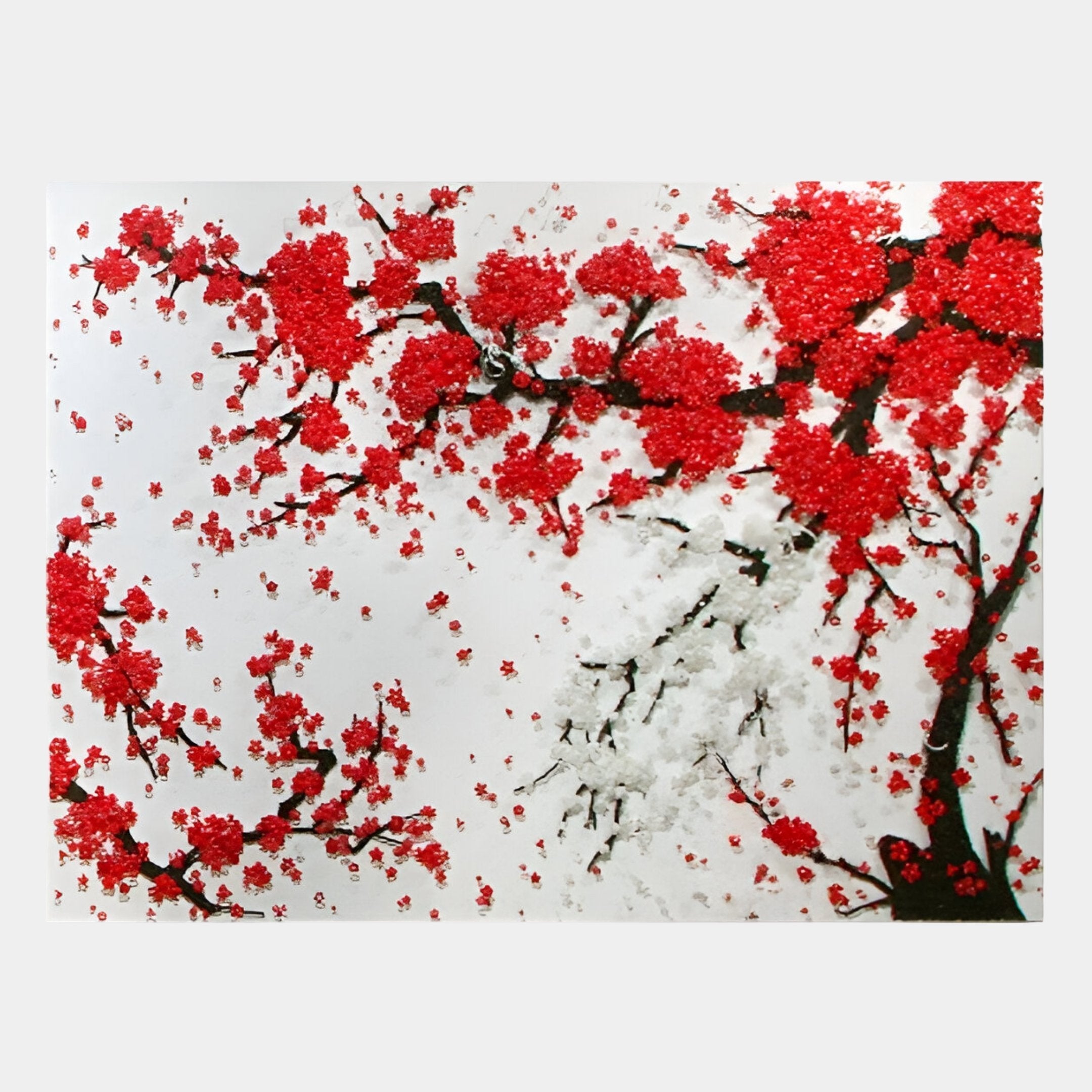 Hanabira III Red & White Blossom 3D Button Wall Art