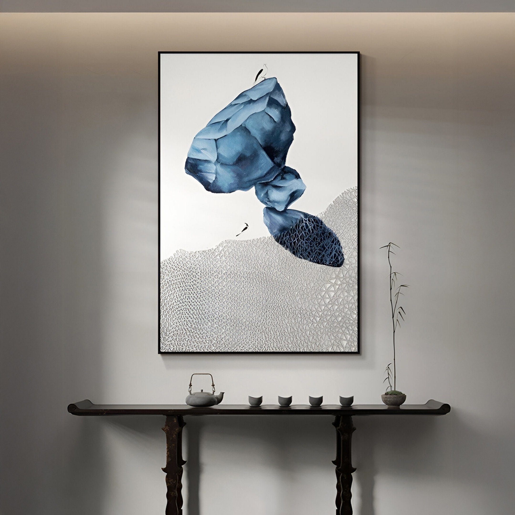 Avalora I Blue Crest Abstract Geometric 3D Wall Art