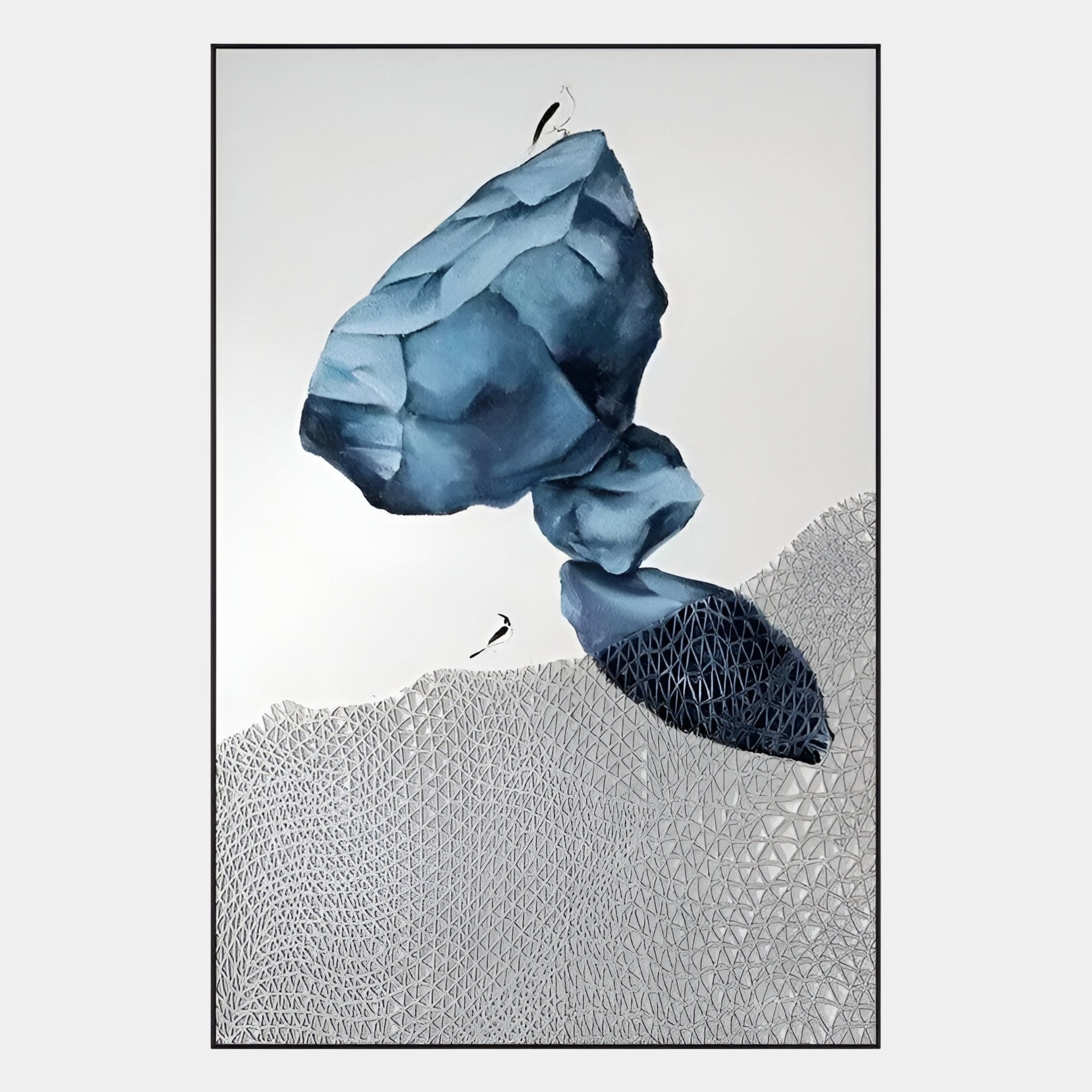 Avalora I Blue Crest Abstract Geometric 3D Wall Art