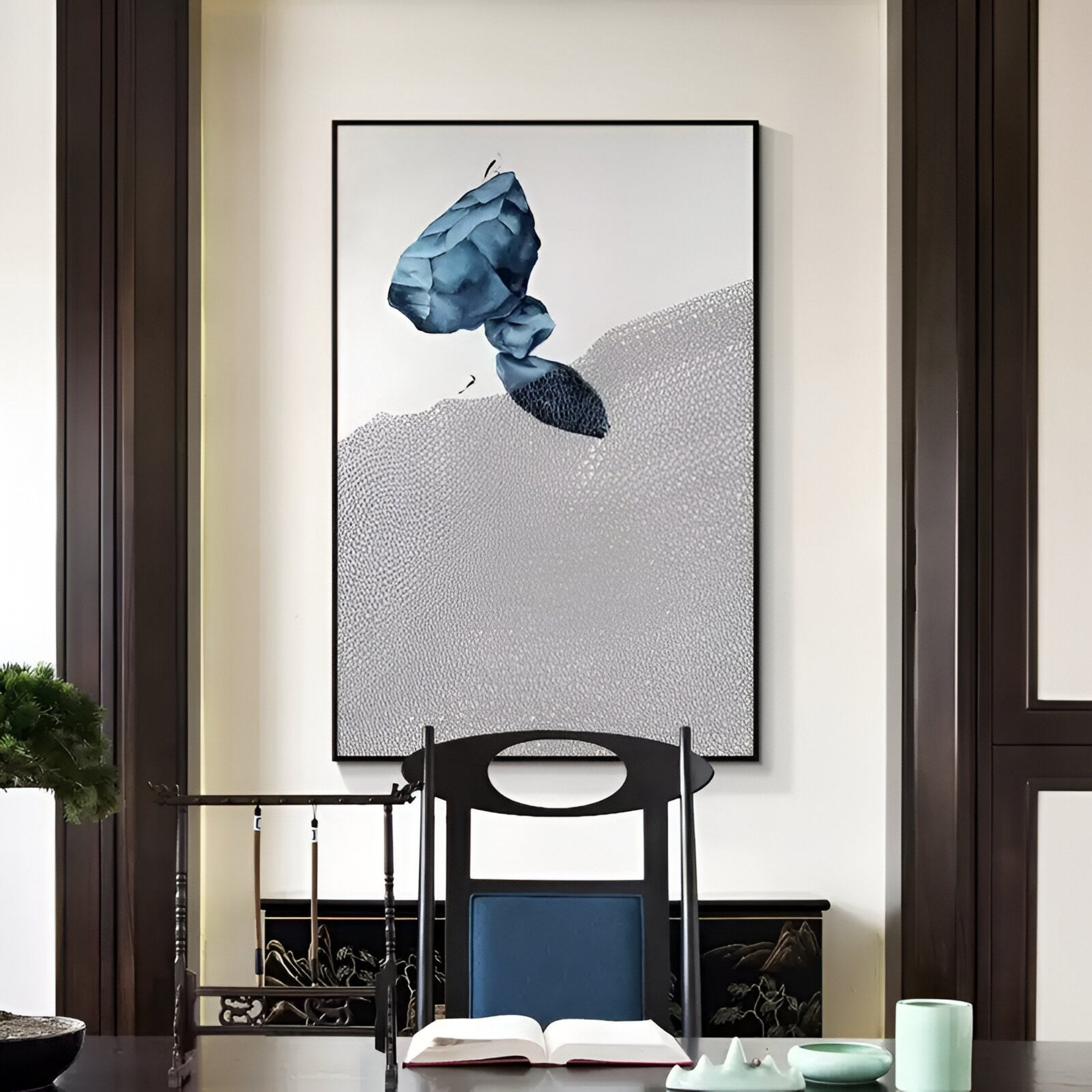 Avalora II Blue Crest Abstract Geometric 3D Wall Art