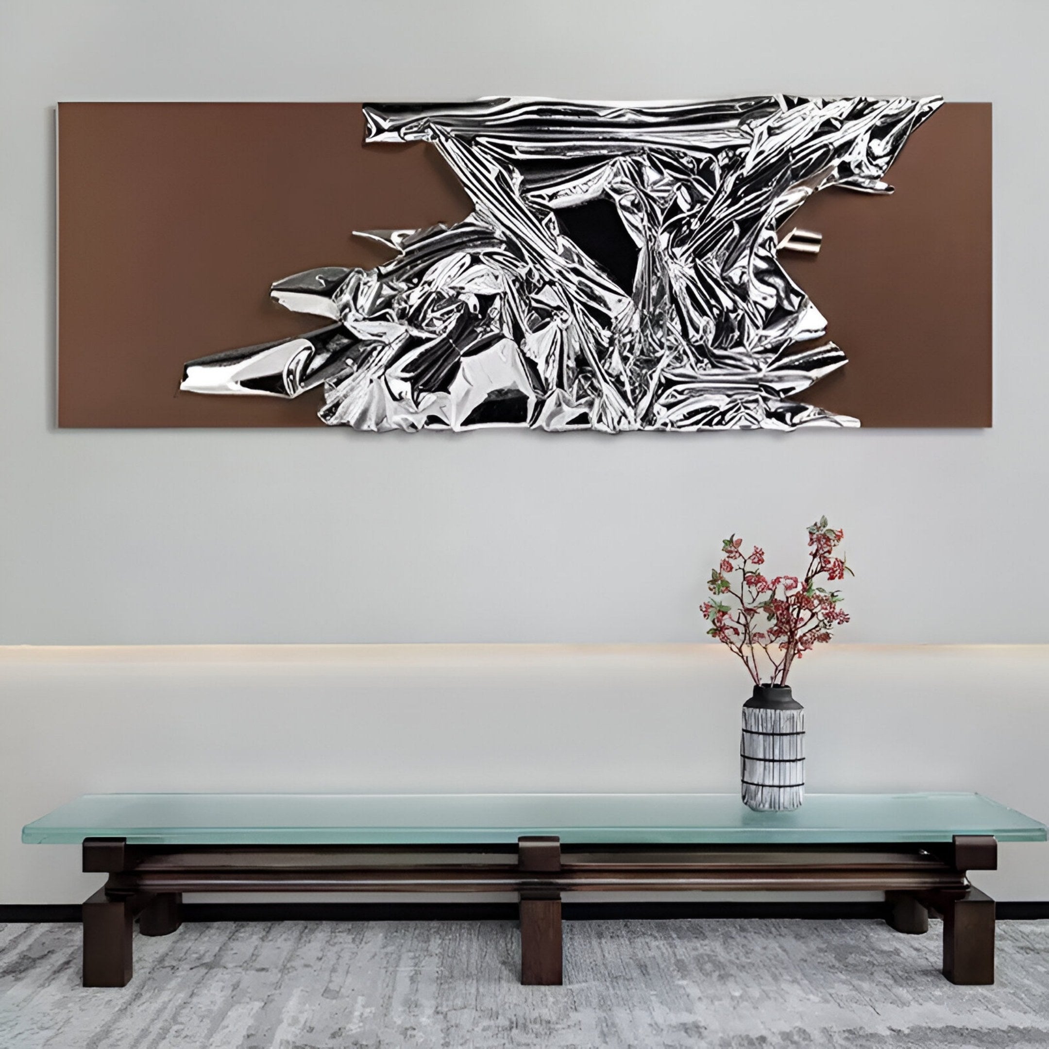 Metarix Silver & Brown Backdrop Leather 3D Wall Art