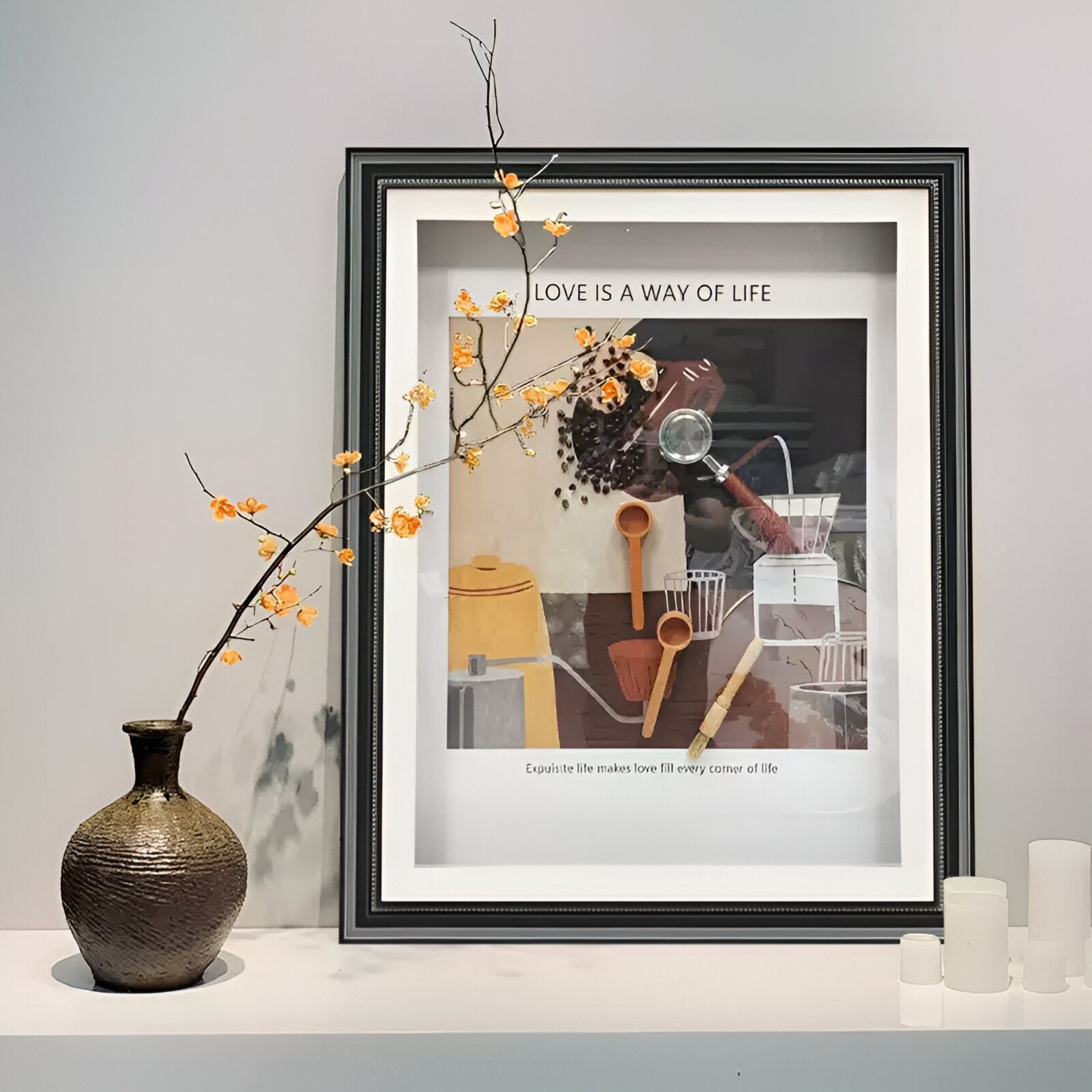 Brewvara Coffee Tools & Beans Framed 3D Wall Art