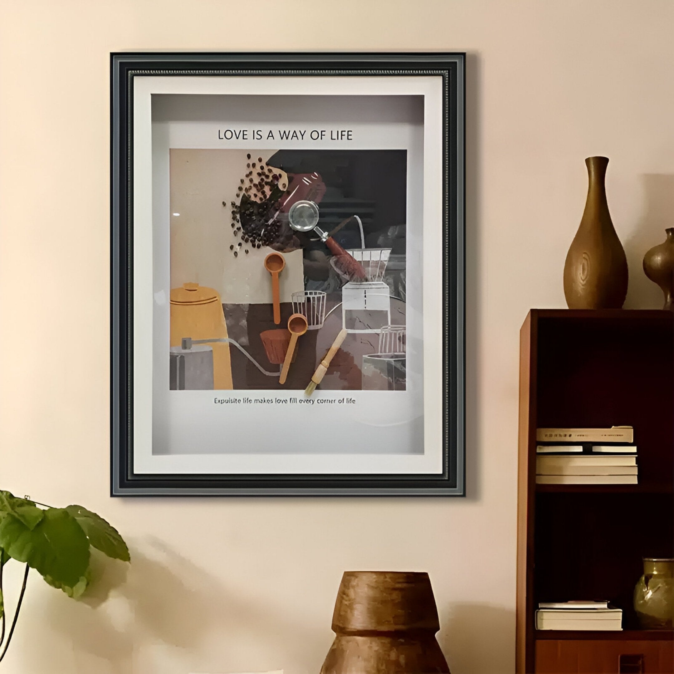 Brewvara Coffee Tools & Beans Framed 3D Wall Art
