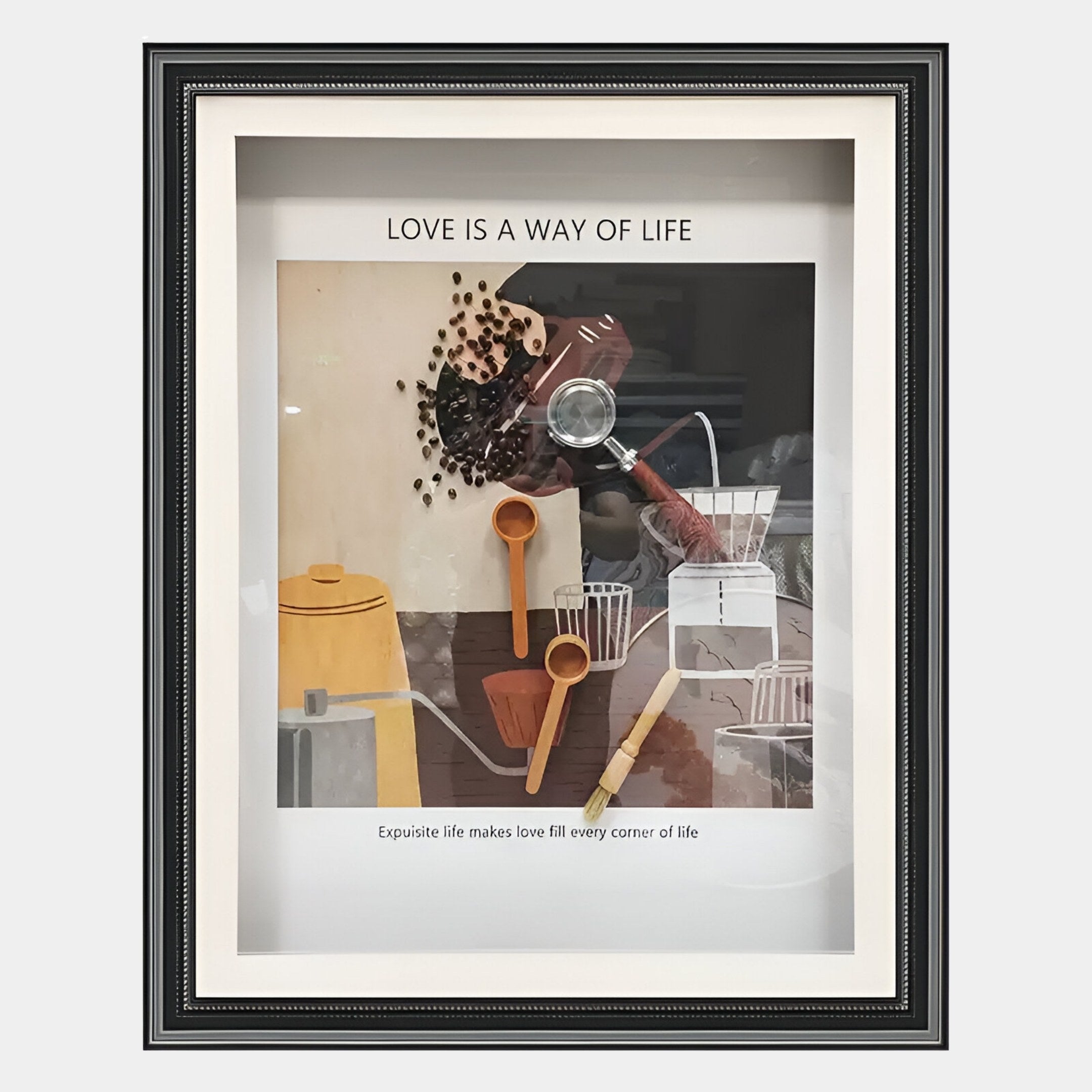 Brewvara Coffee Tools & Beans Framed 3D Wall Art