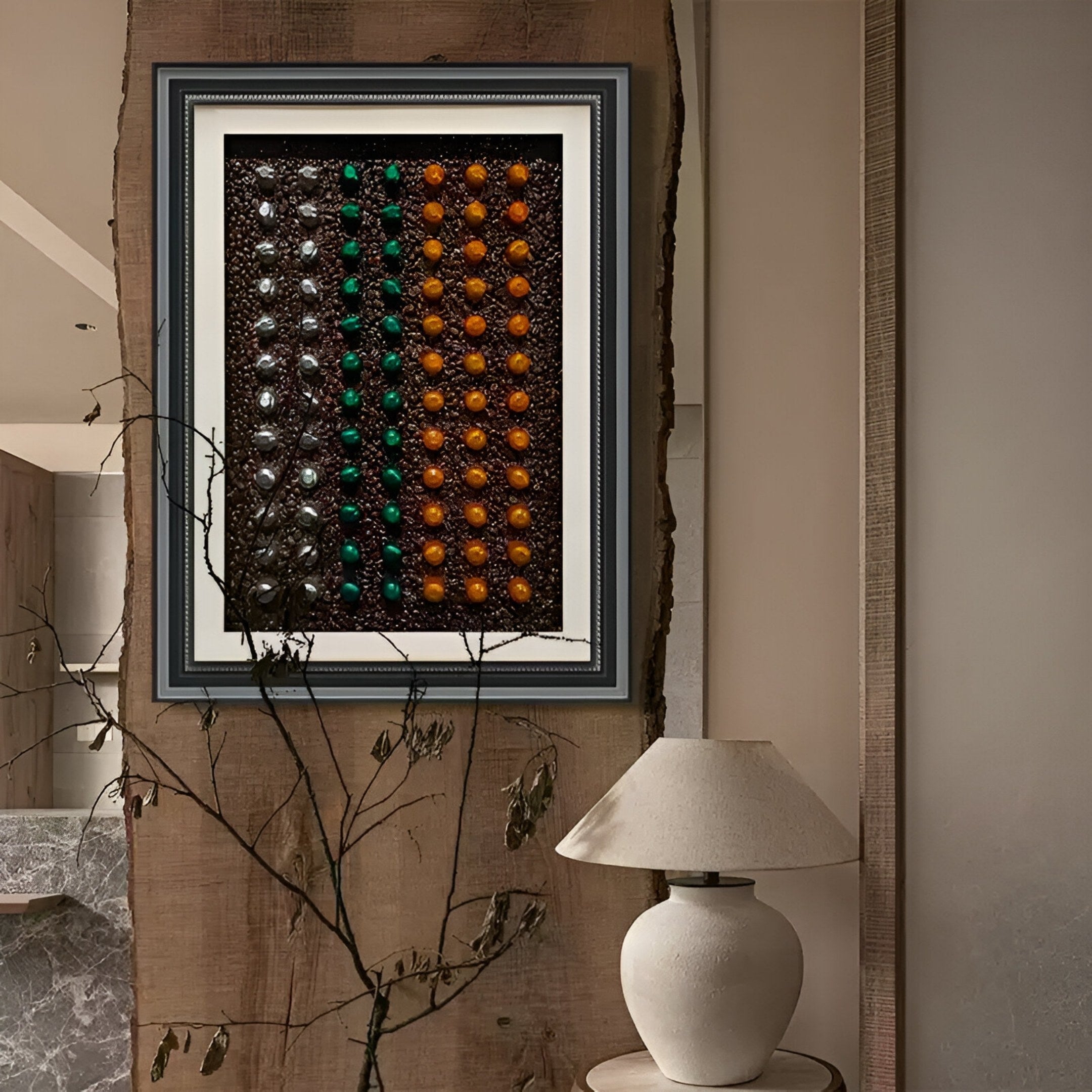 Brewvara Coffee Capsule Grid Framed 3D Wall Art