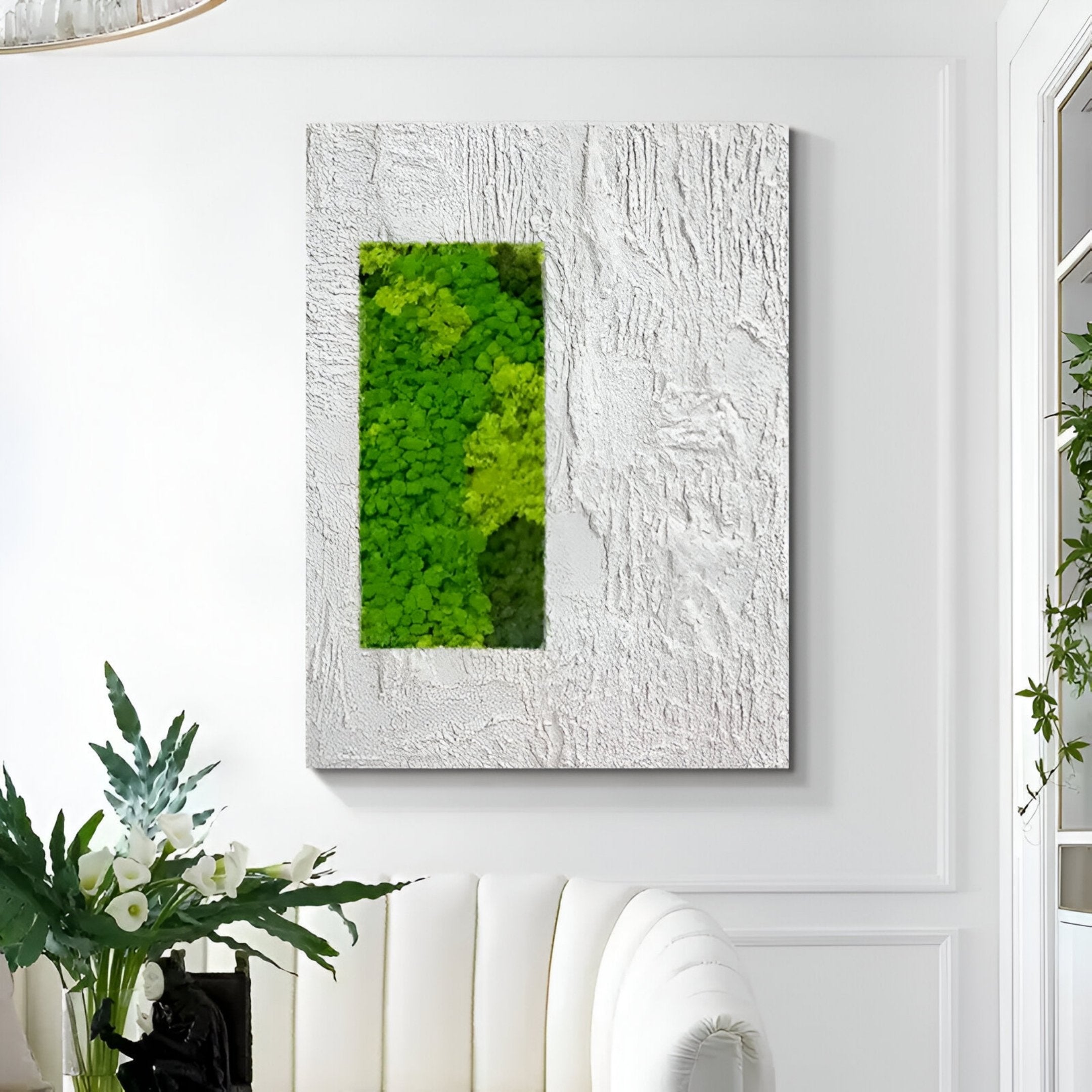 Verdure II White Ripple & Green Moss 3D Wall Art