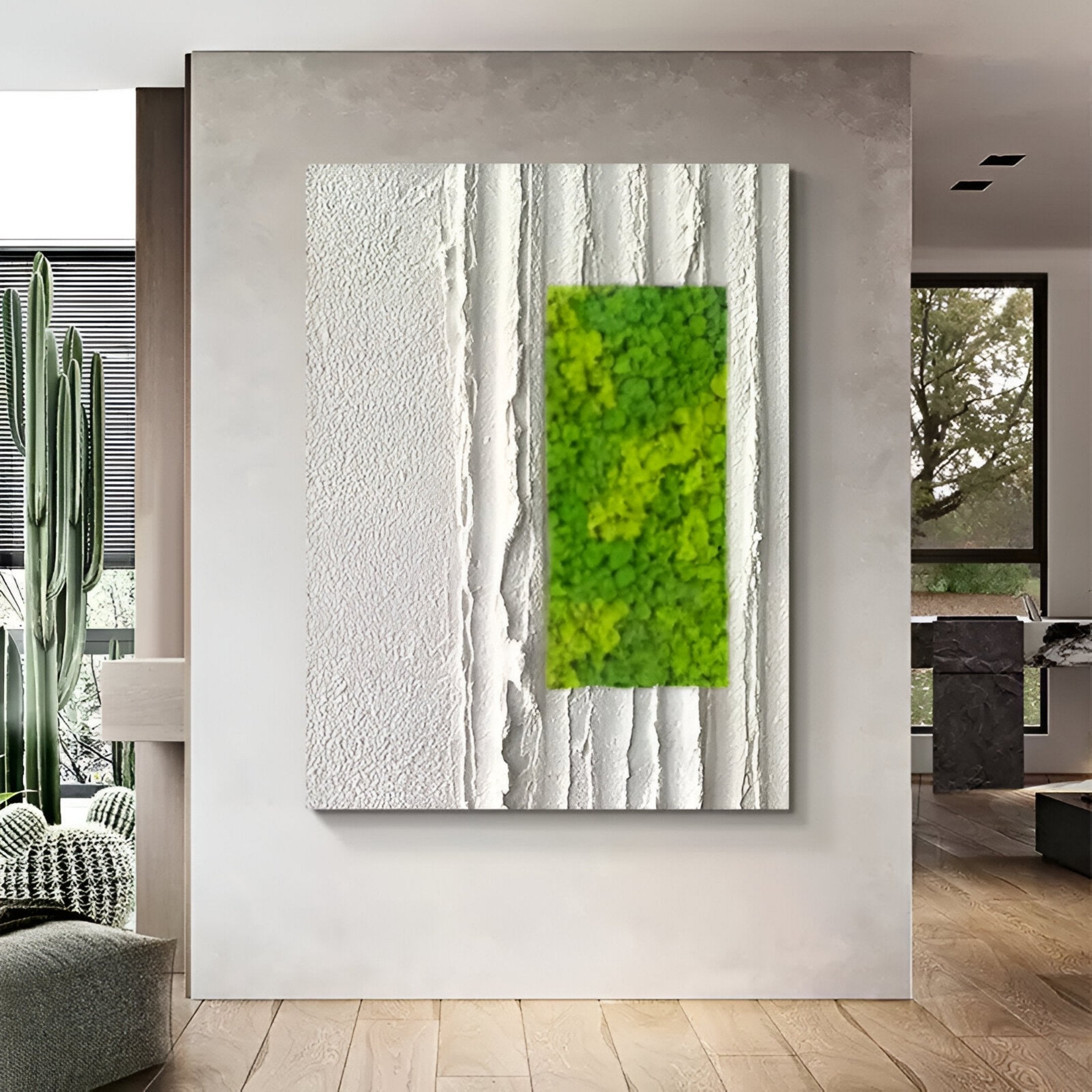 Verdure III White Ripple & Green Moss 3D Wall Art