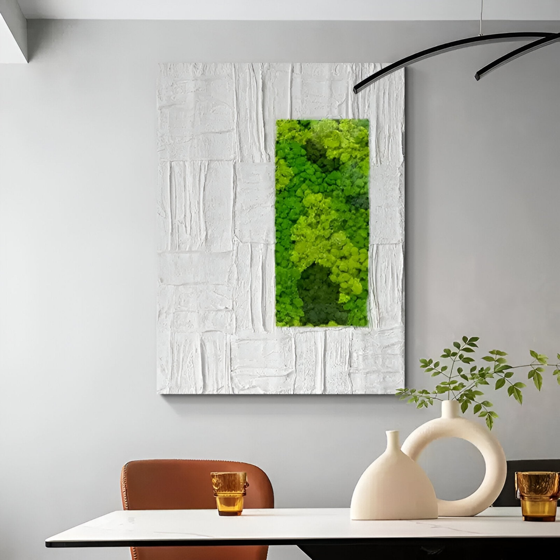 Verdure IV White Ripple & Green Moss 3D Wall Art