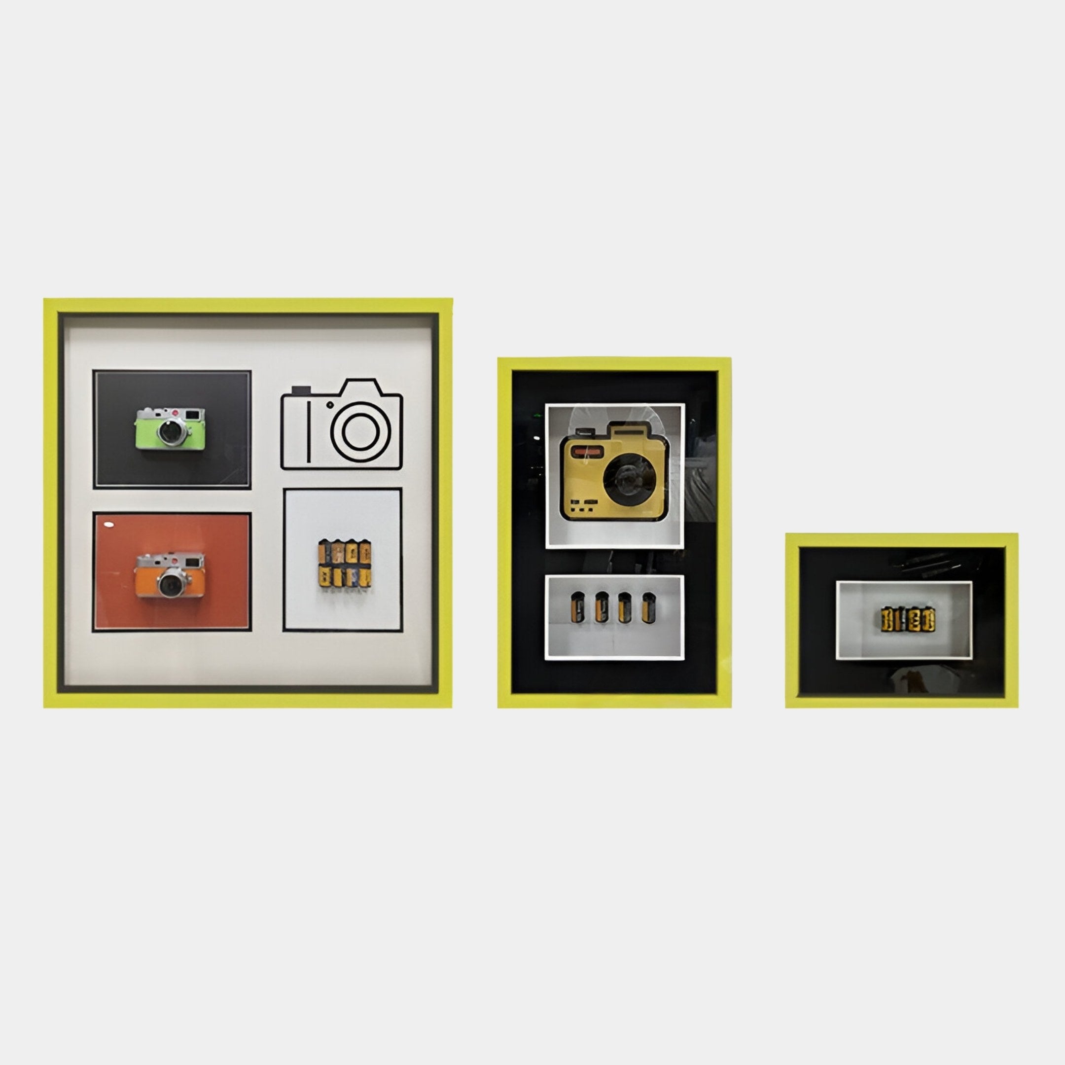 Fotura 3-Set Camera Themed Framed 3D Wall Art