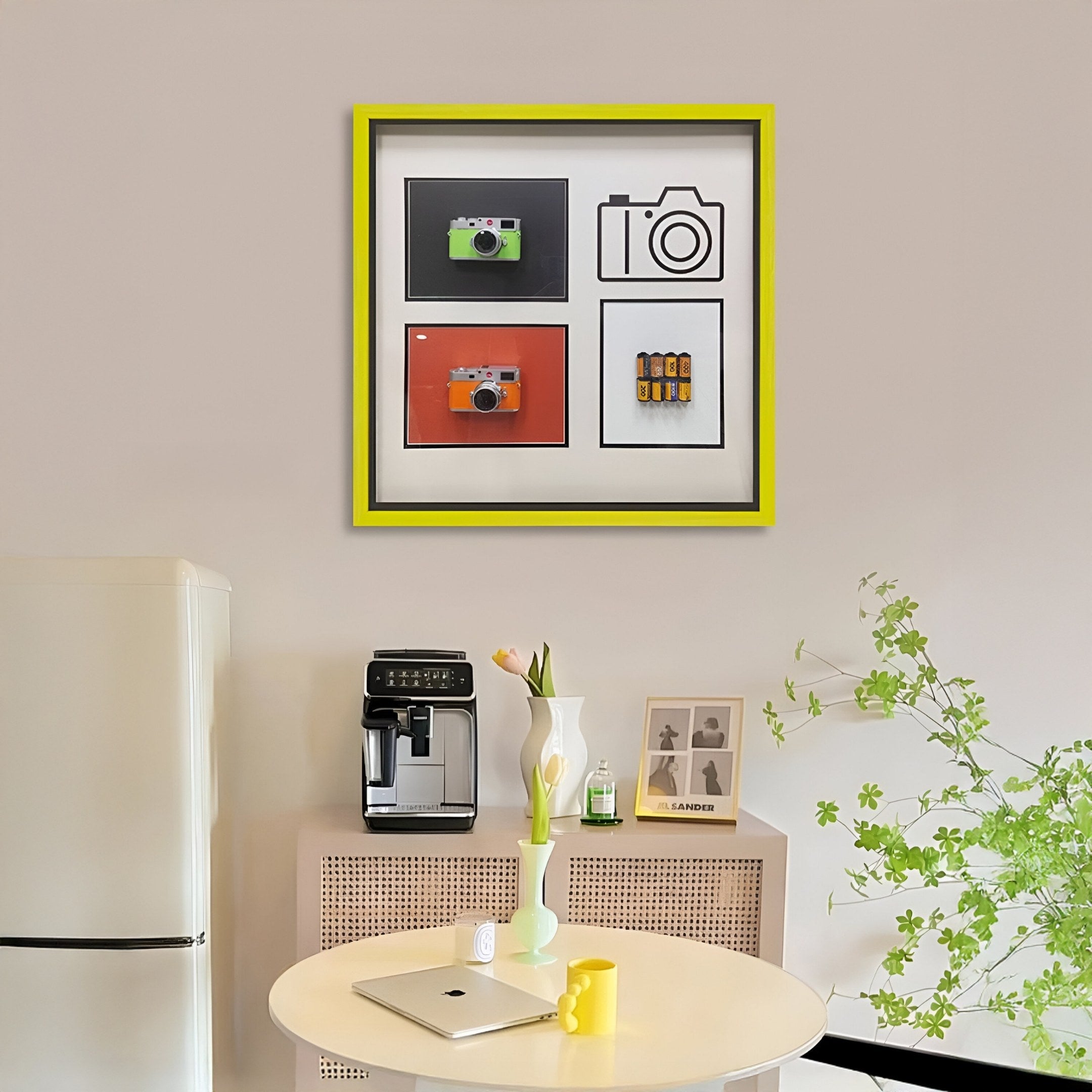 Fotura Cameras & Film Roll Square Framed 3D Wall Art