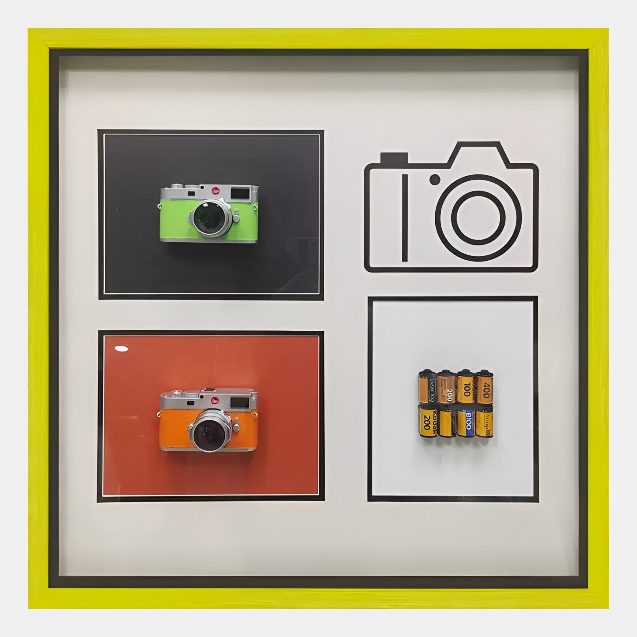 Fotura Cameras & Film Roll Square Framed 3D Wall Art
