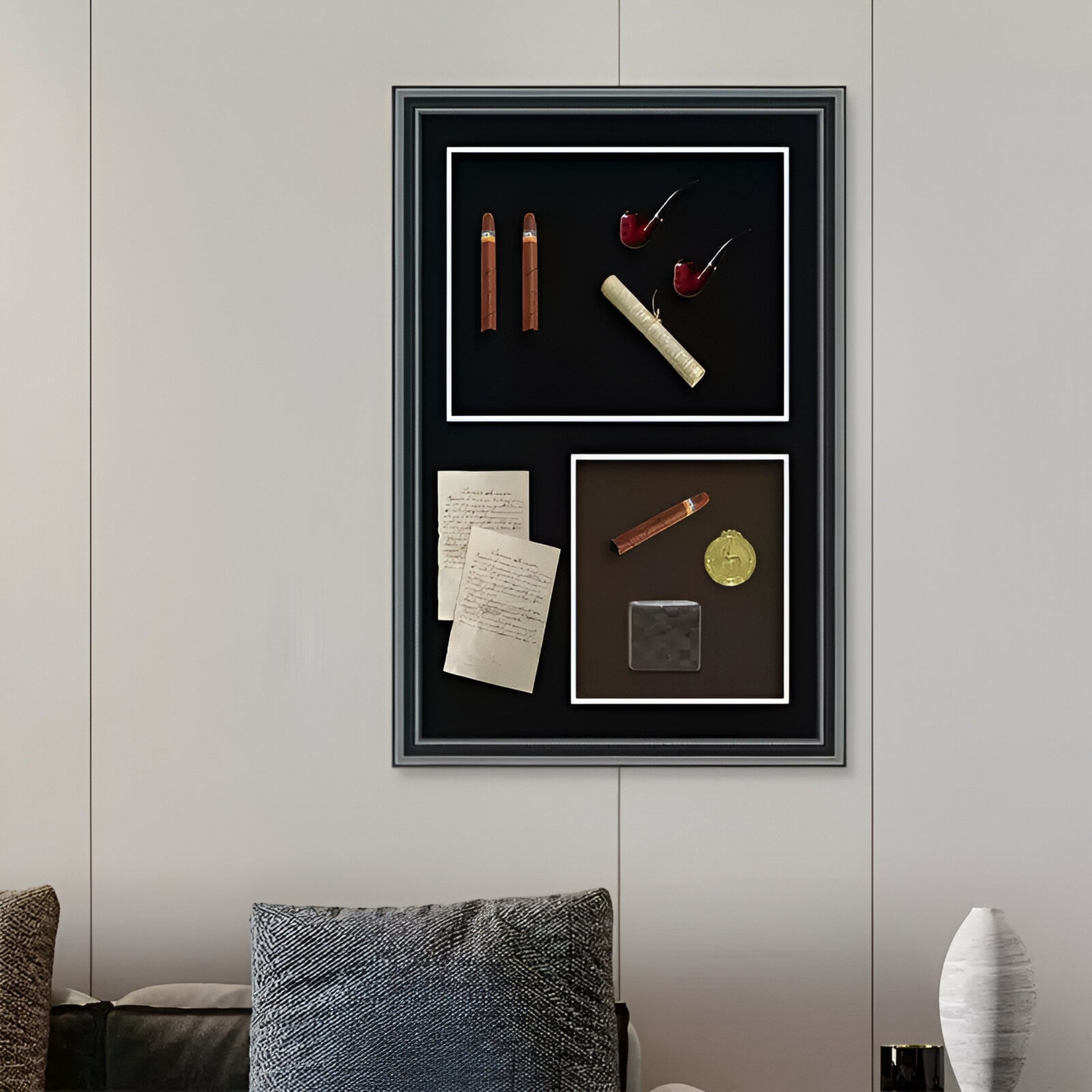 Havanore Cigar, Pipe & Manuscript Framed 3D Wall Art