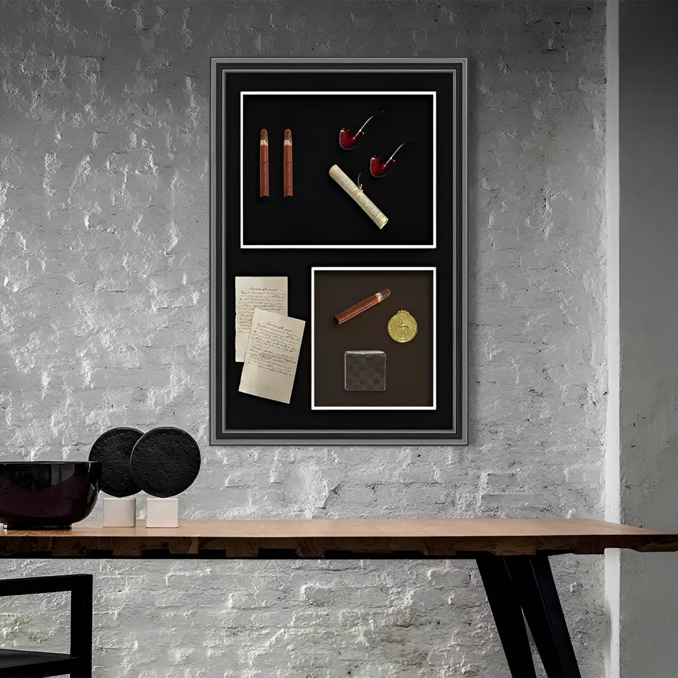 Havanore Cigar, Pipe & Manuscript Framed 3D Wall Art